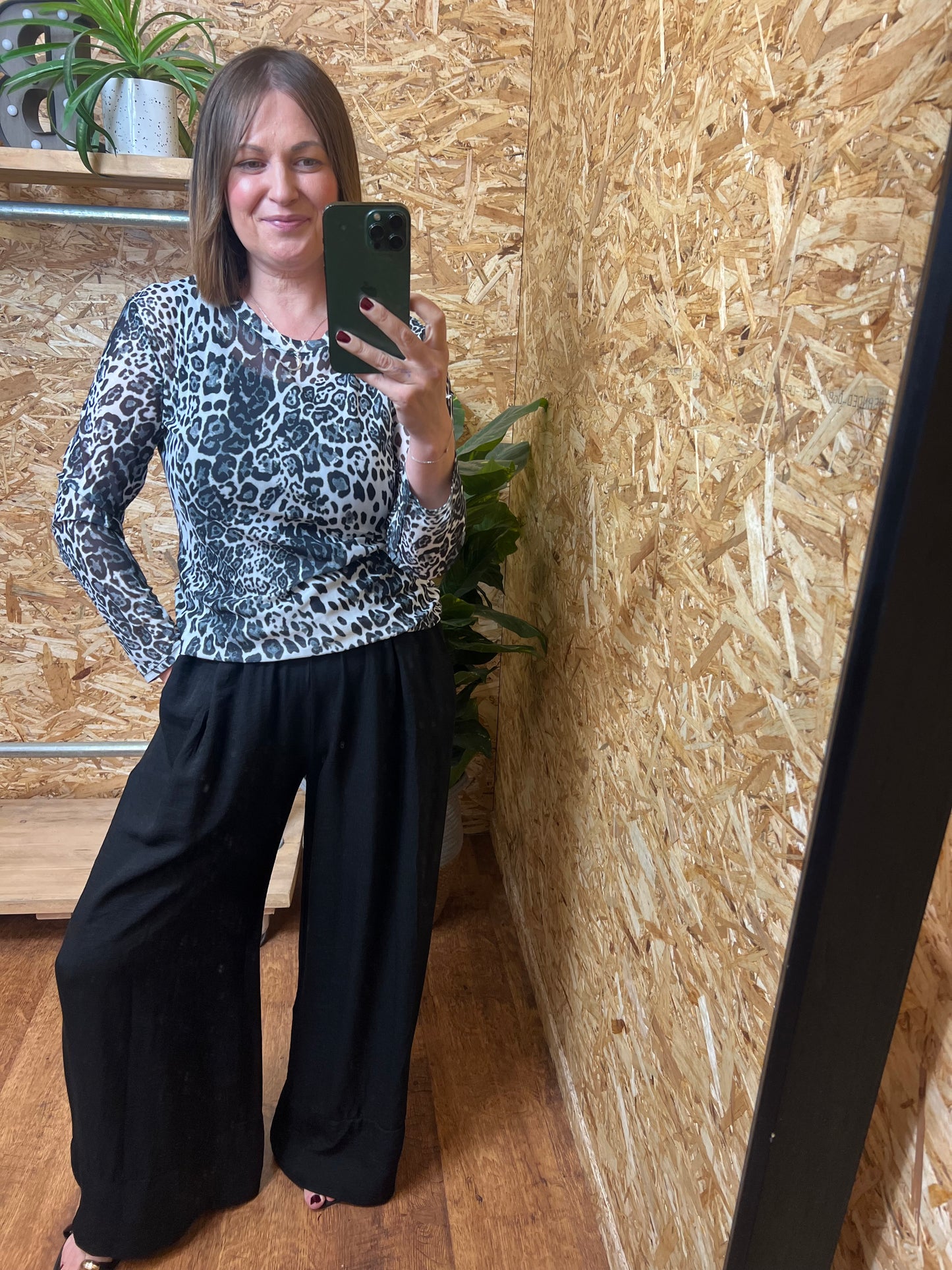 Animal Print Mesh Top