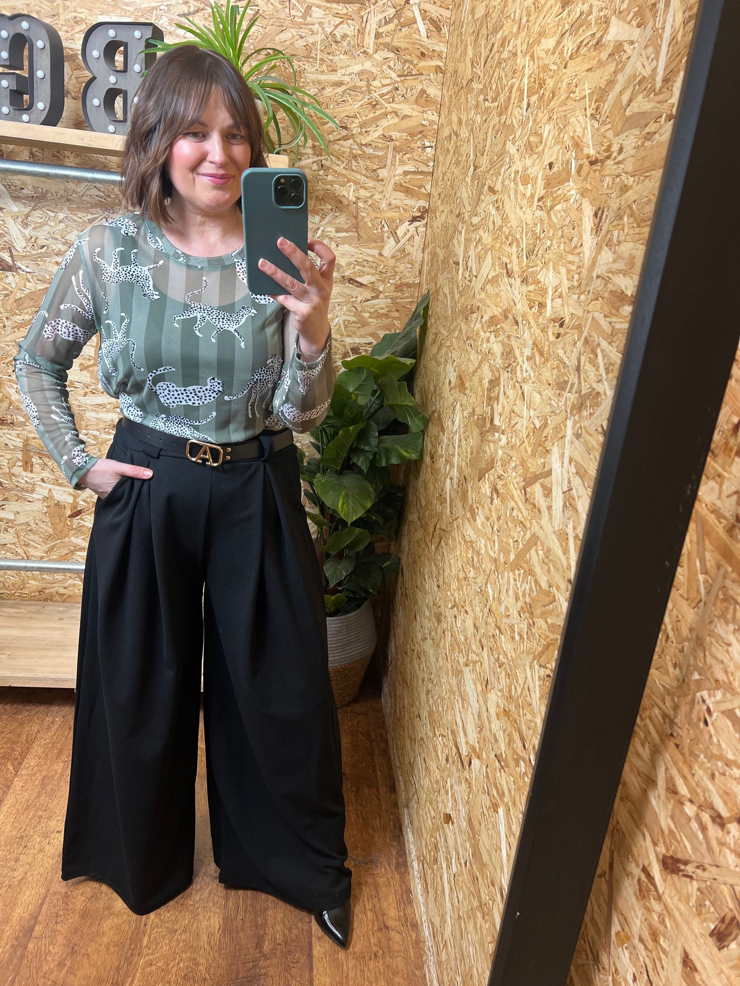 Leopard Stripe Mesh Top