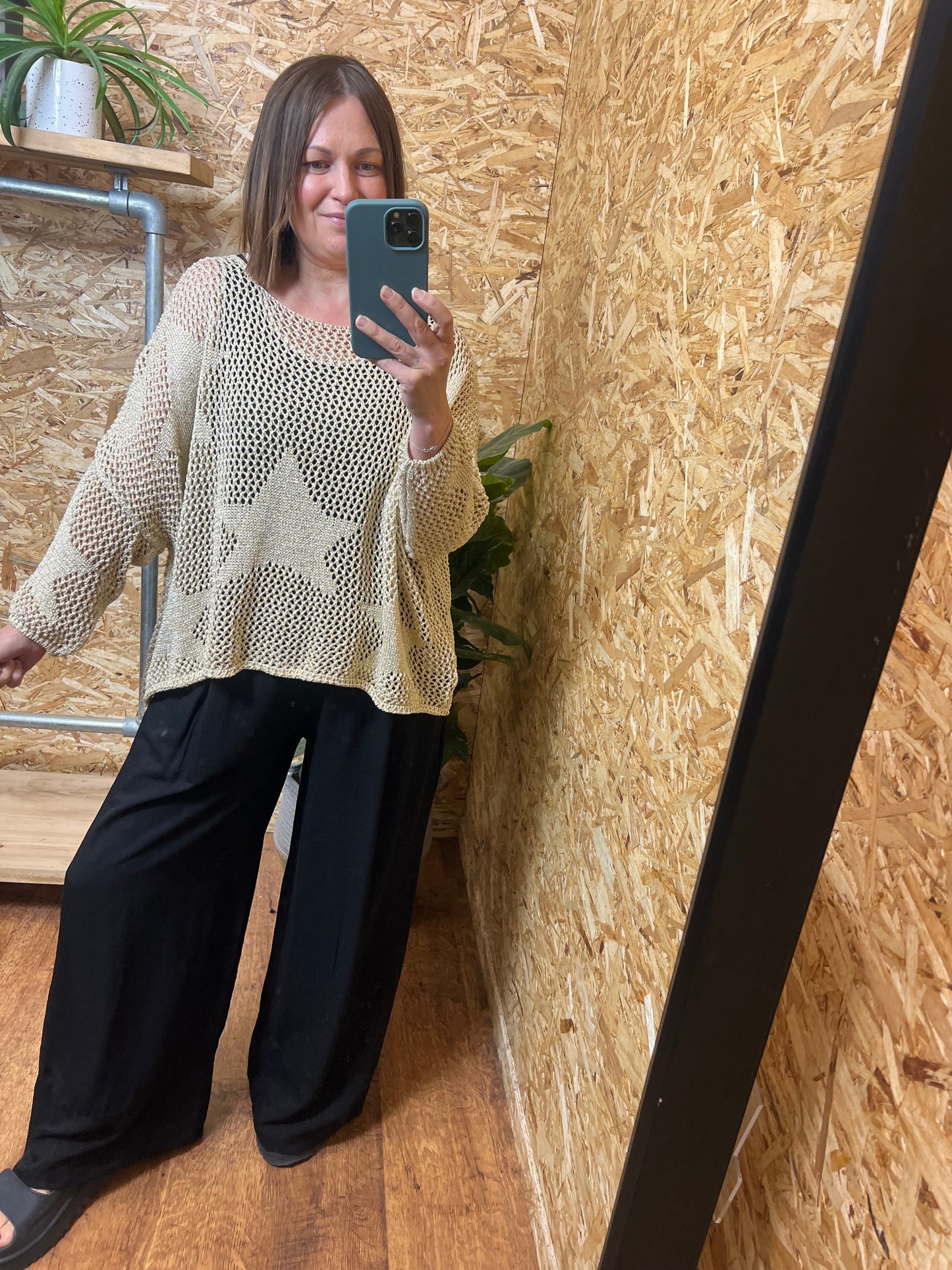 Pre Order*Due 12th Aug Gold Lurex Star Knit