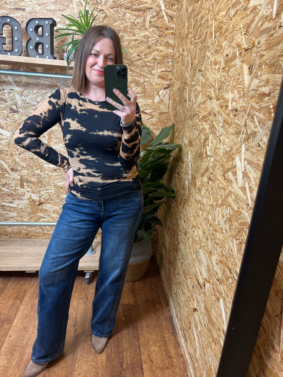 Abstract Print Cashmere Mix Top