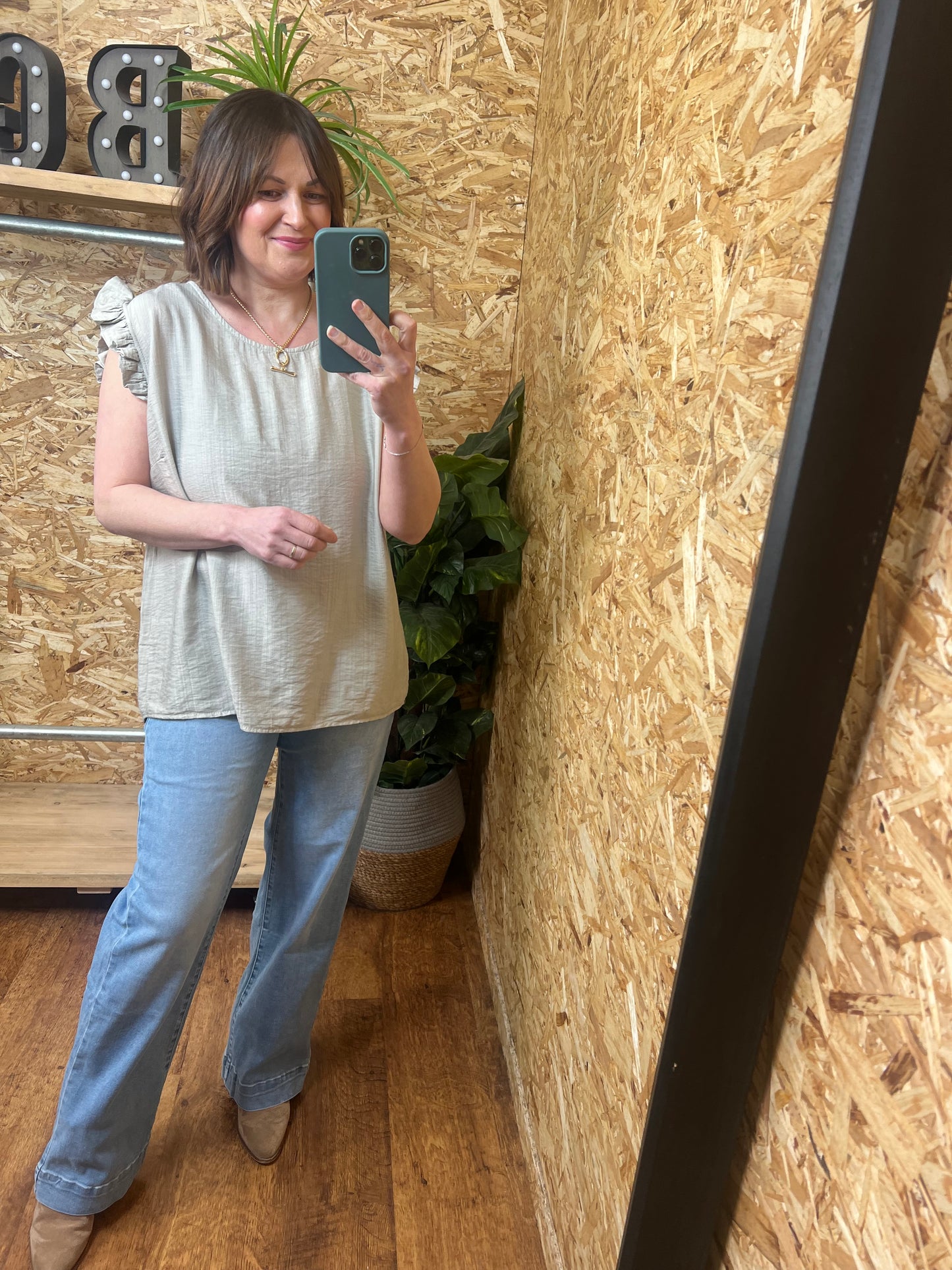 Lucie Frill Button Back Top