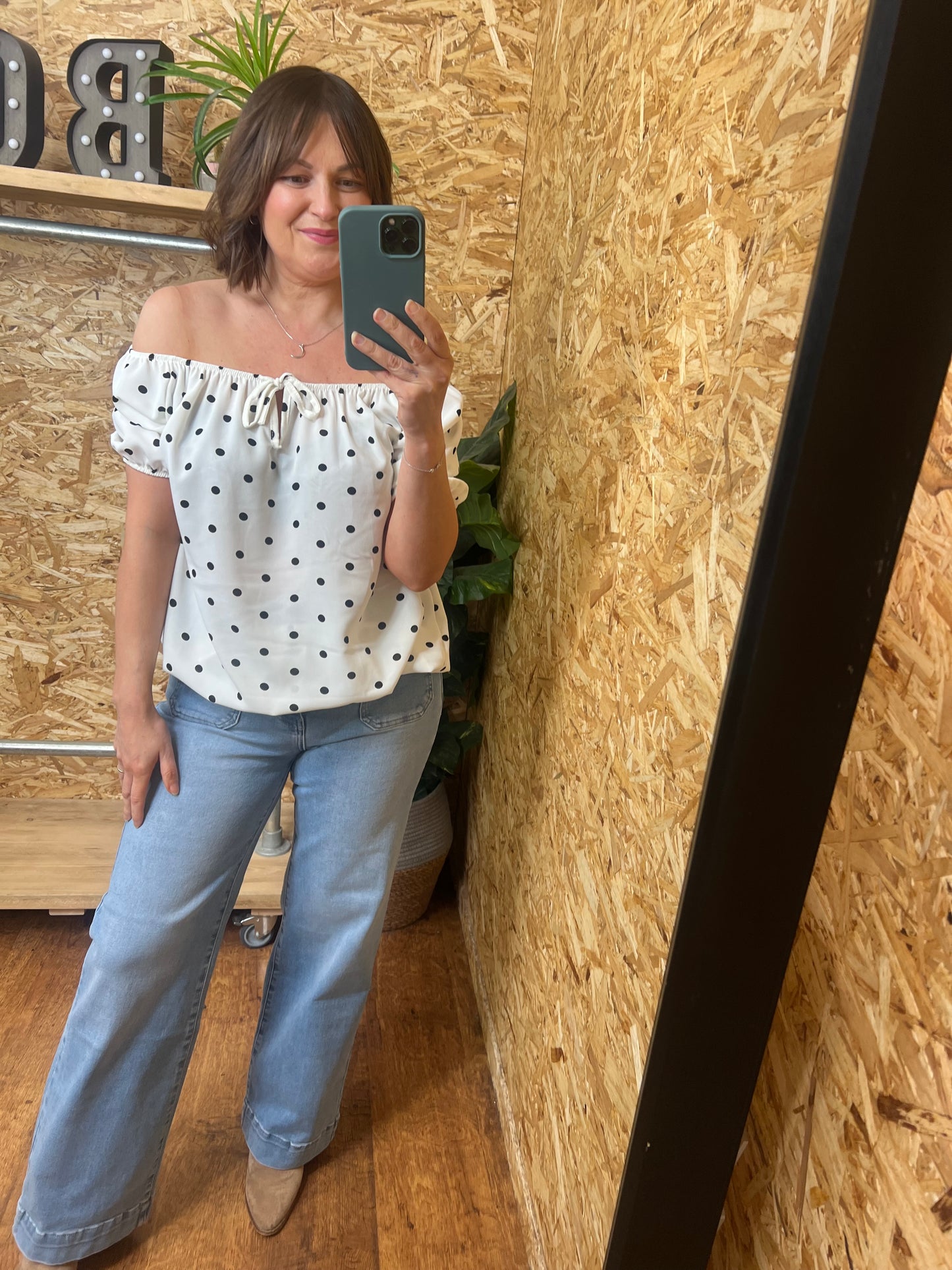 Polka Dot Bardot Top