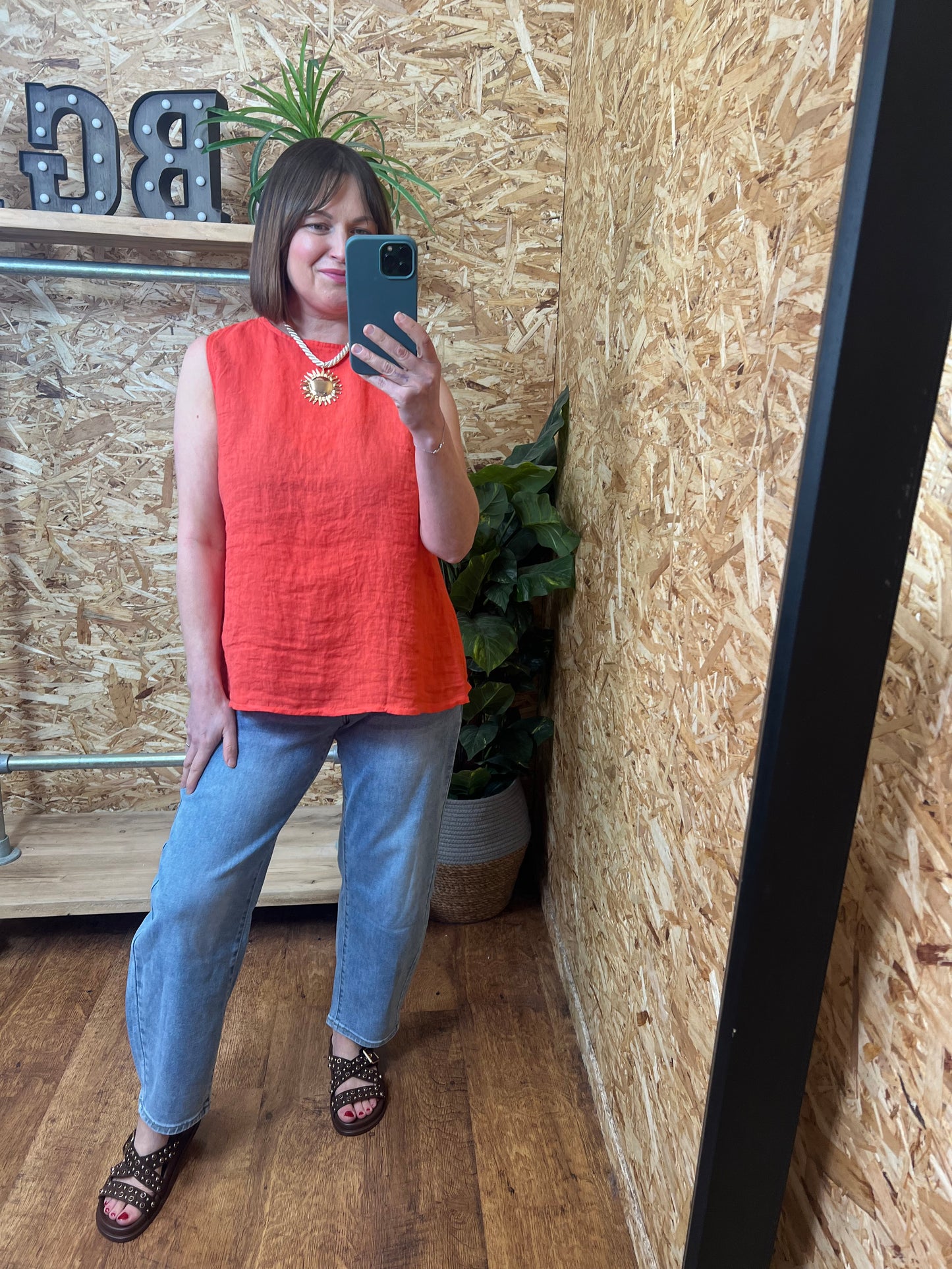 Lottie Linen Button Back Top
