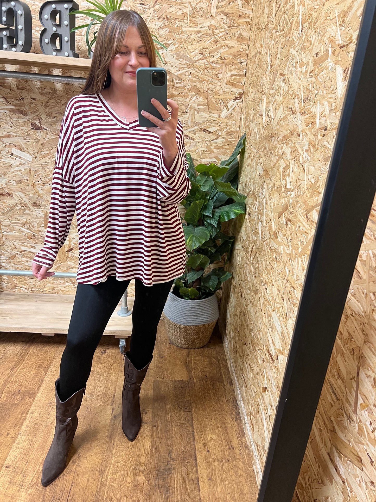 Breton Stripe V Neck Top