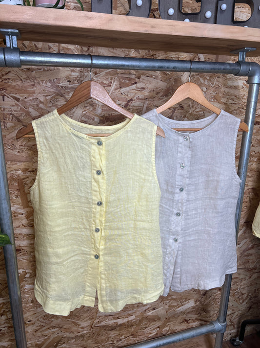 Linen Button Back Top