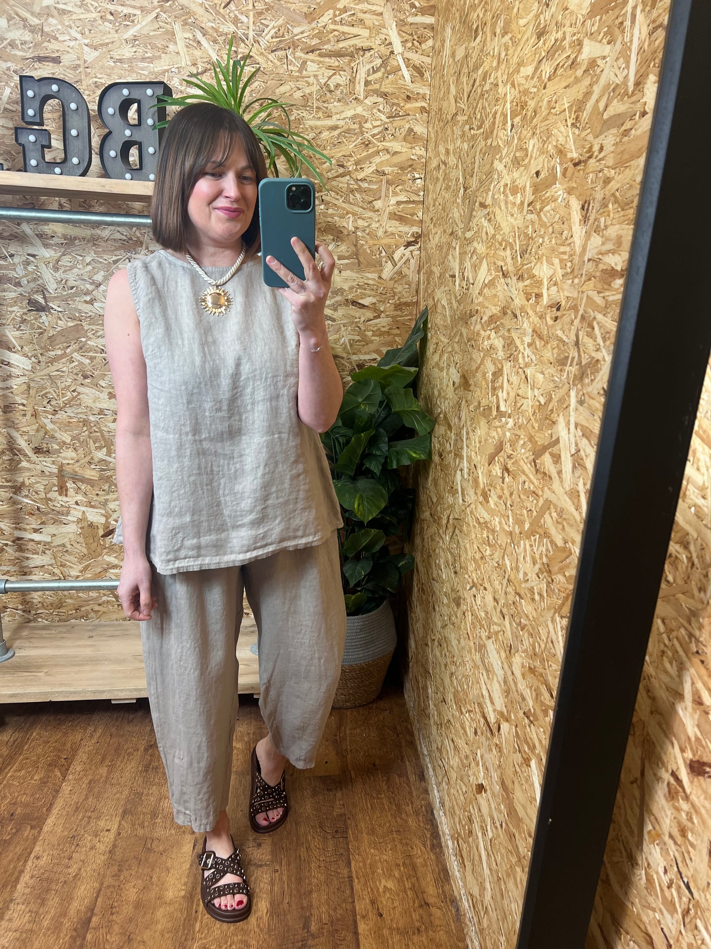 Lottie Linen Button Back Top