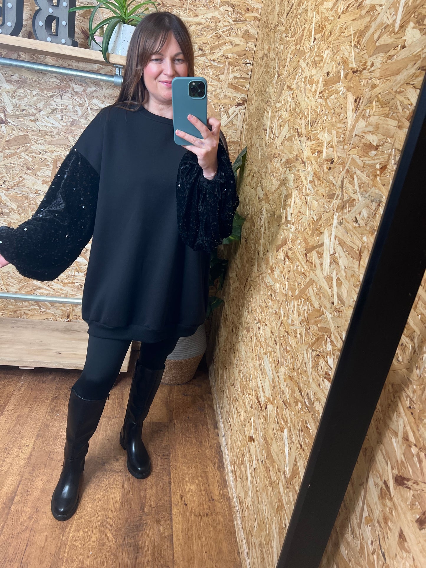 Sequin Sleeve Sweater/Dress