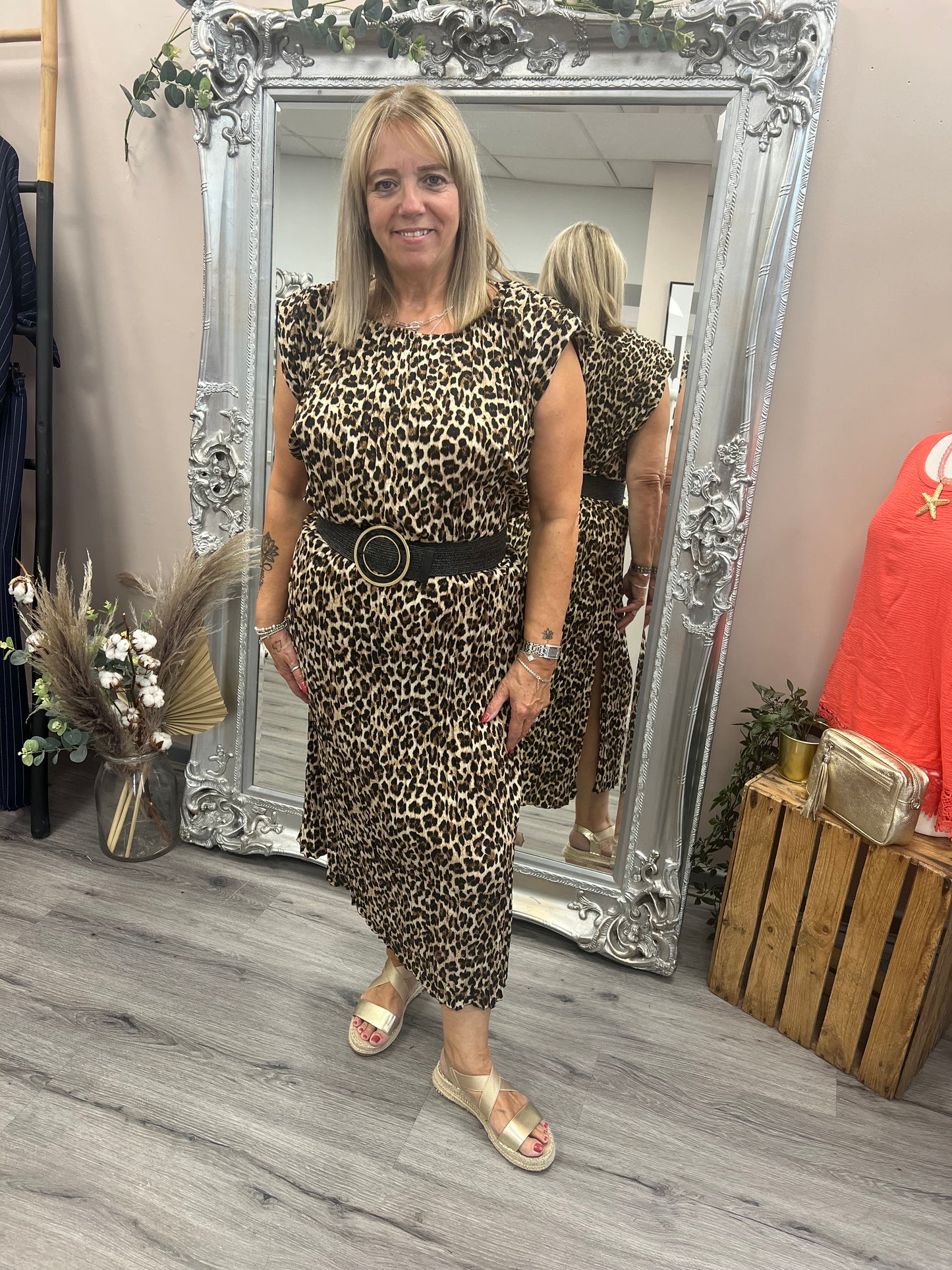 Leopard Pleated Dress