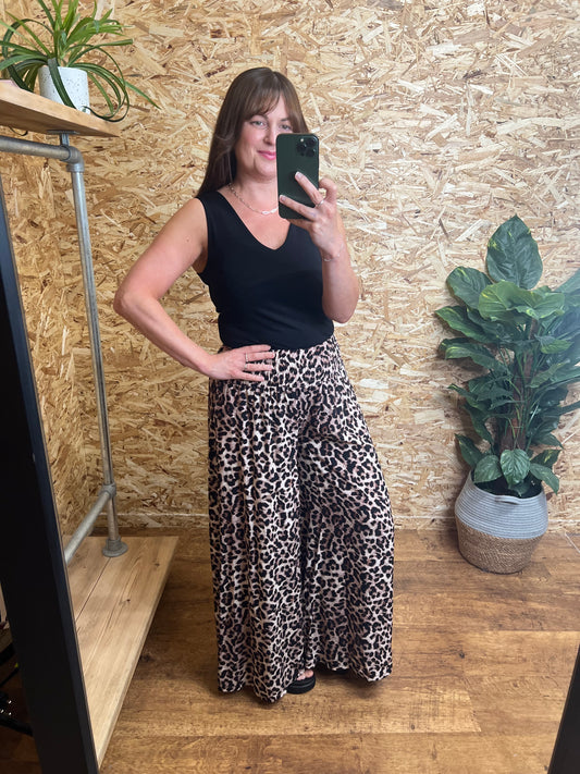 Leopard Print Palazzo Trousers