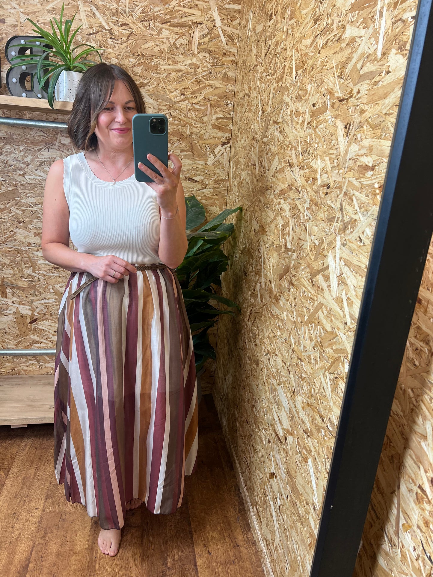 Stripe Belted Skirt