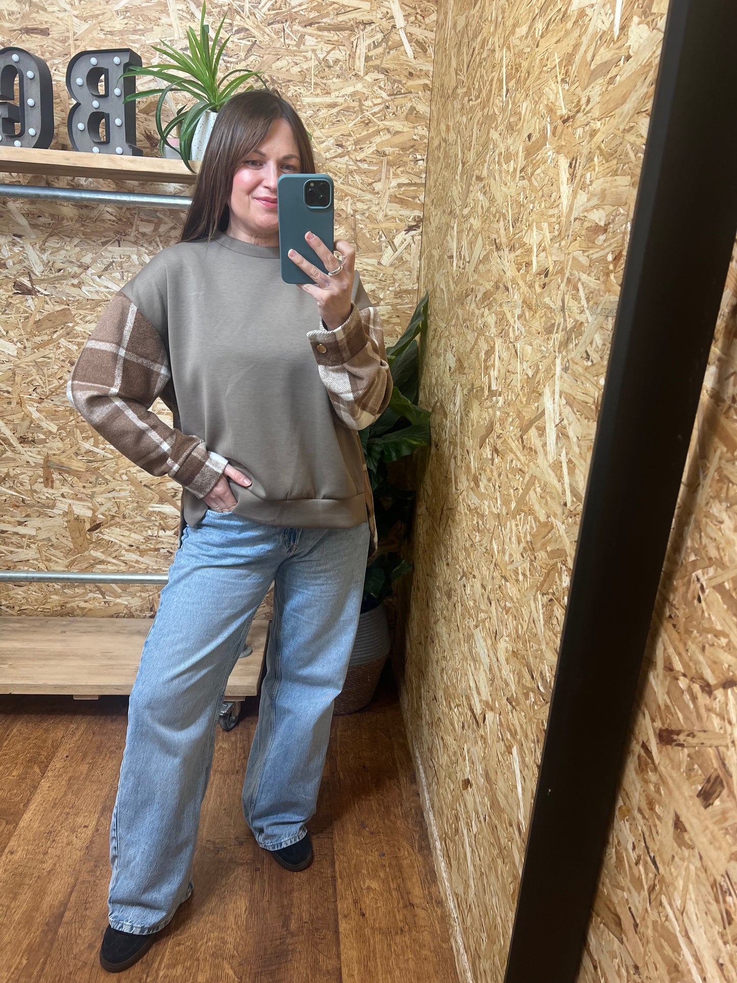 Checked Panel Sweatshirt