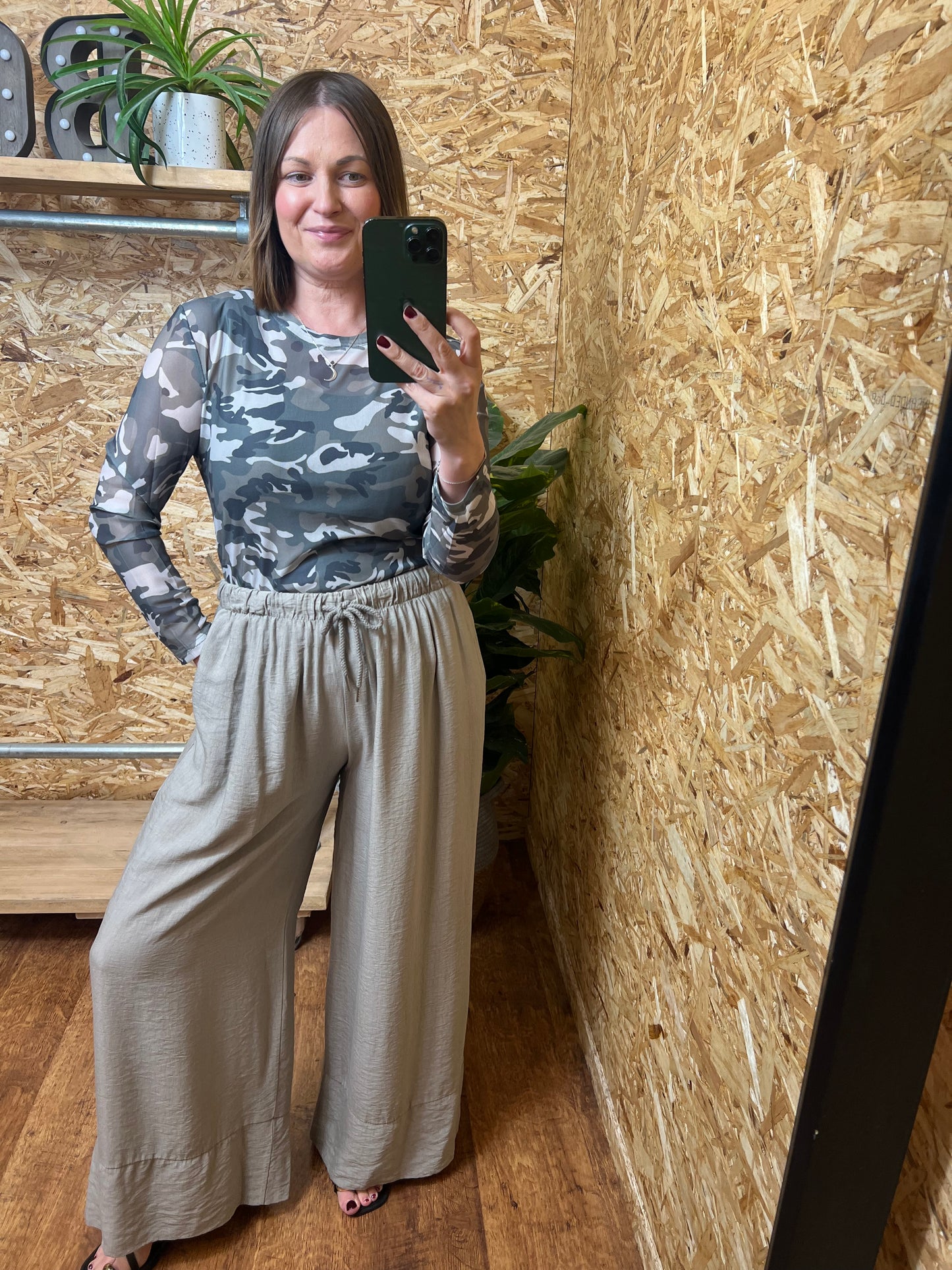 Camo Print Mesh Top