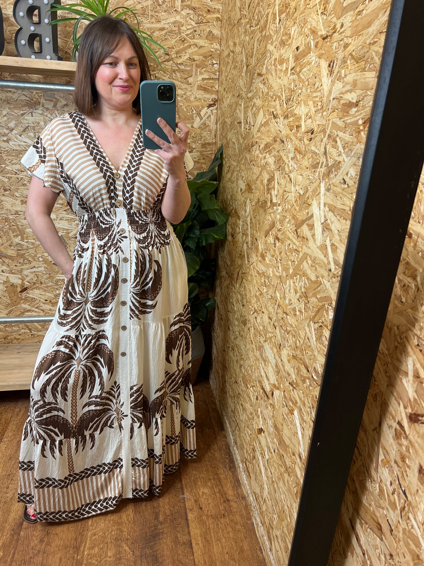 Palm Print Maxi Dress