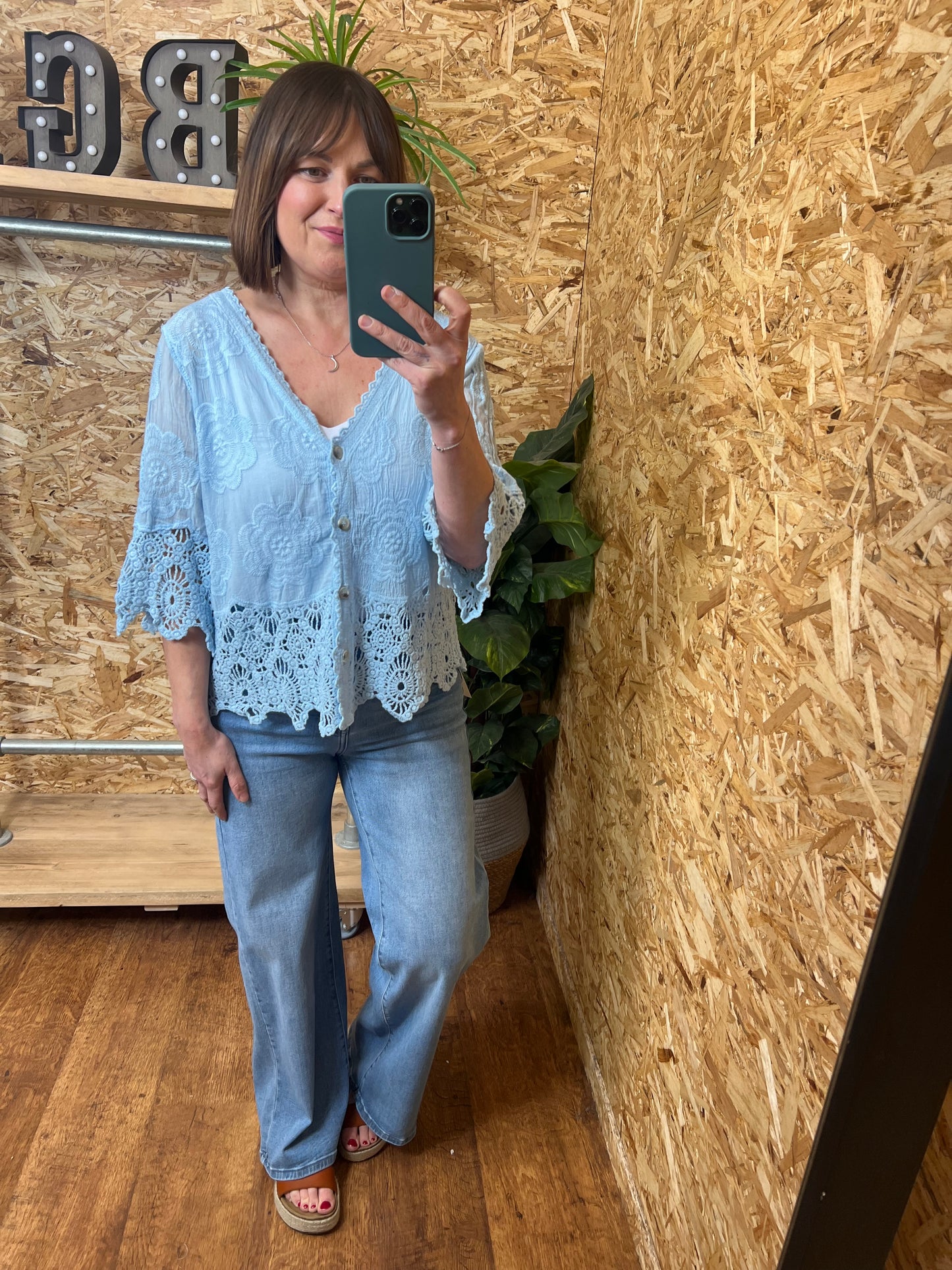 Flower Crochet Button Top