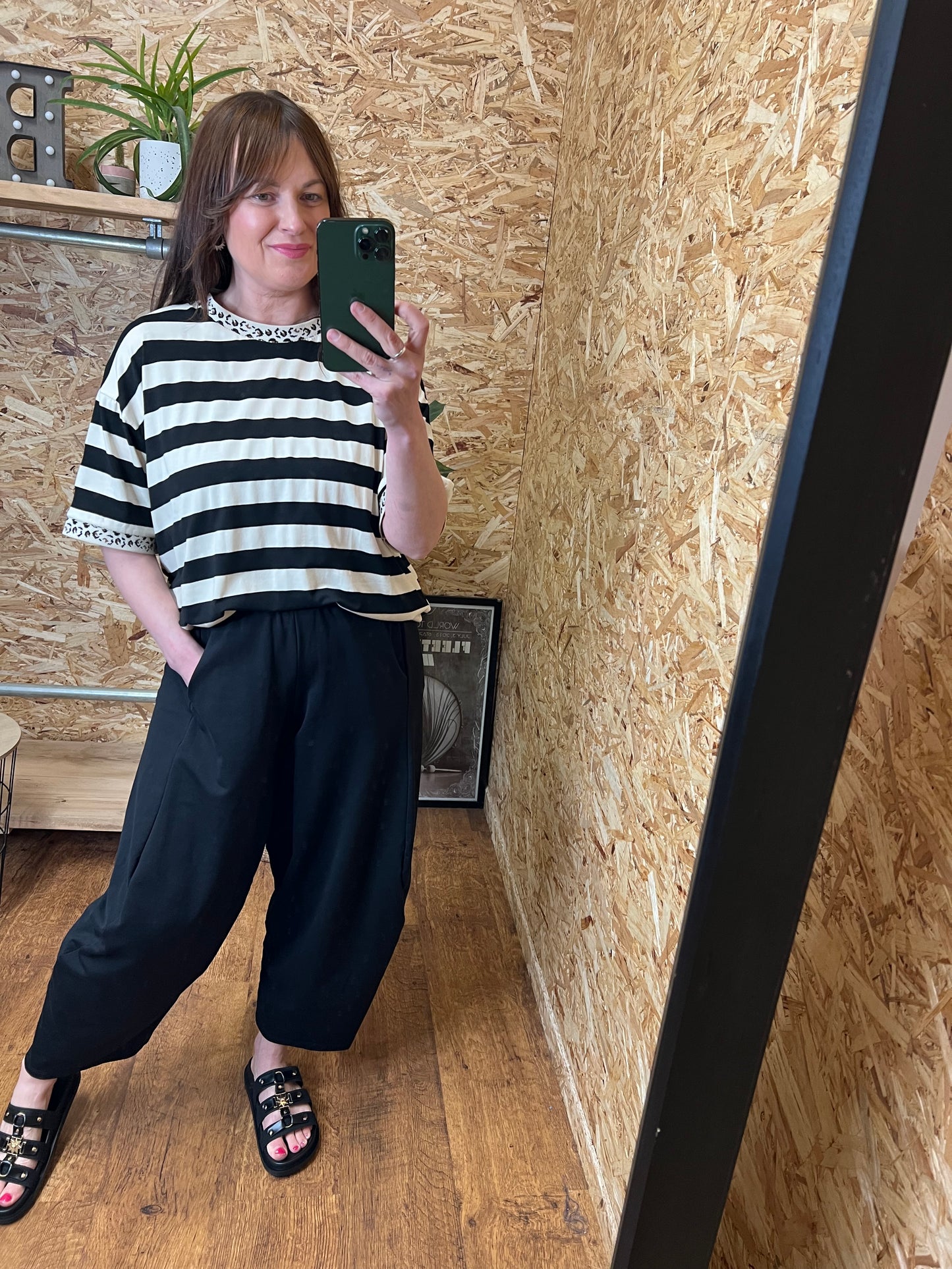 Leopard Trim Stripe Top