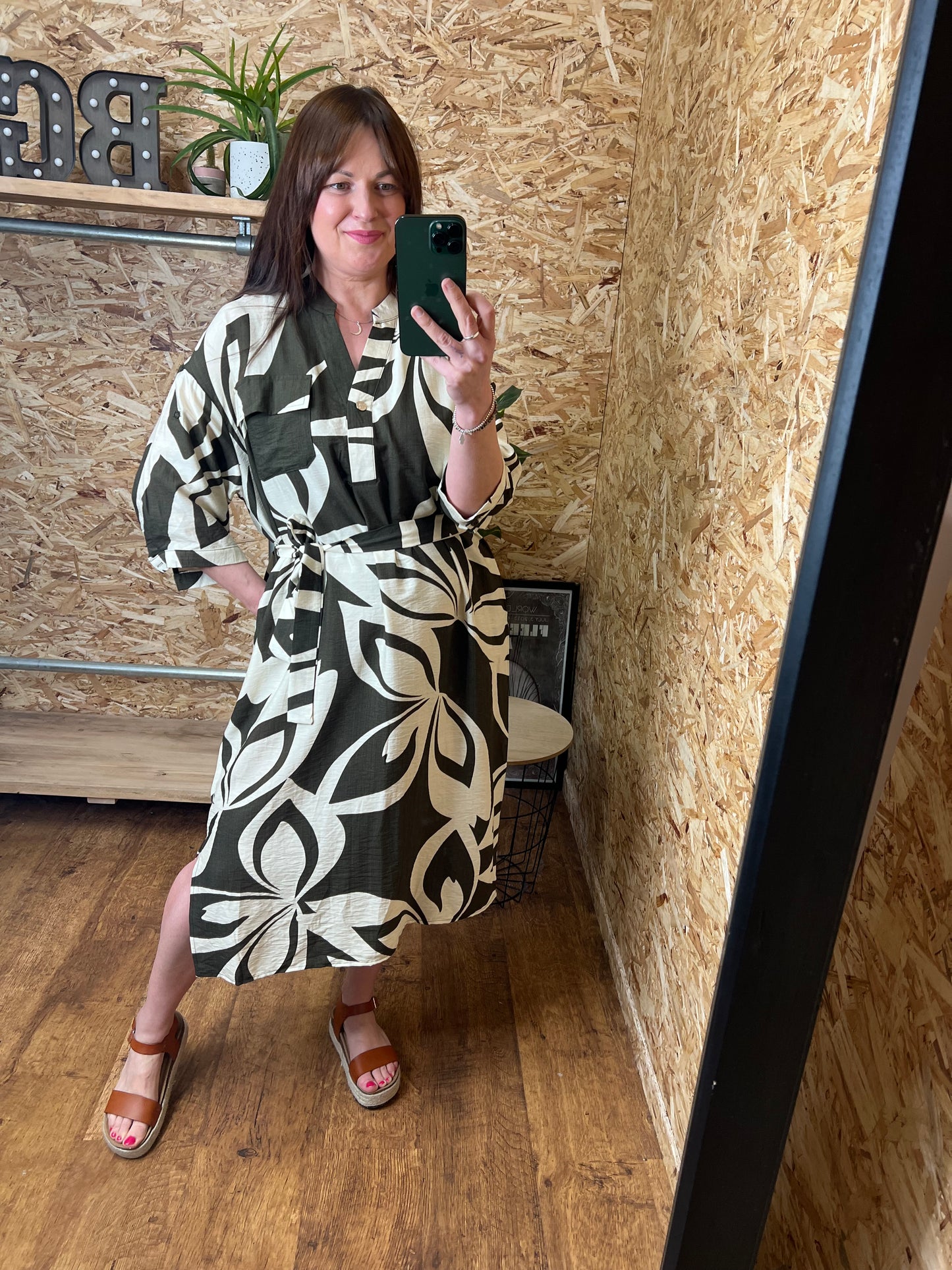 Abstract Floral Tie Dress
