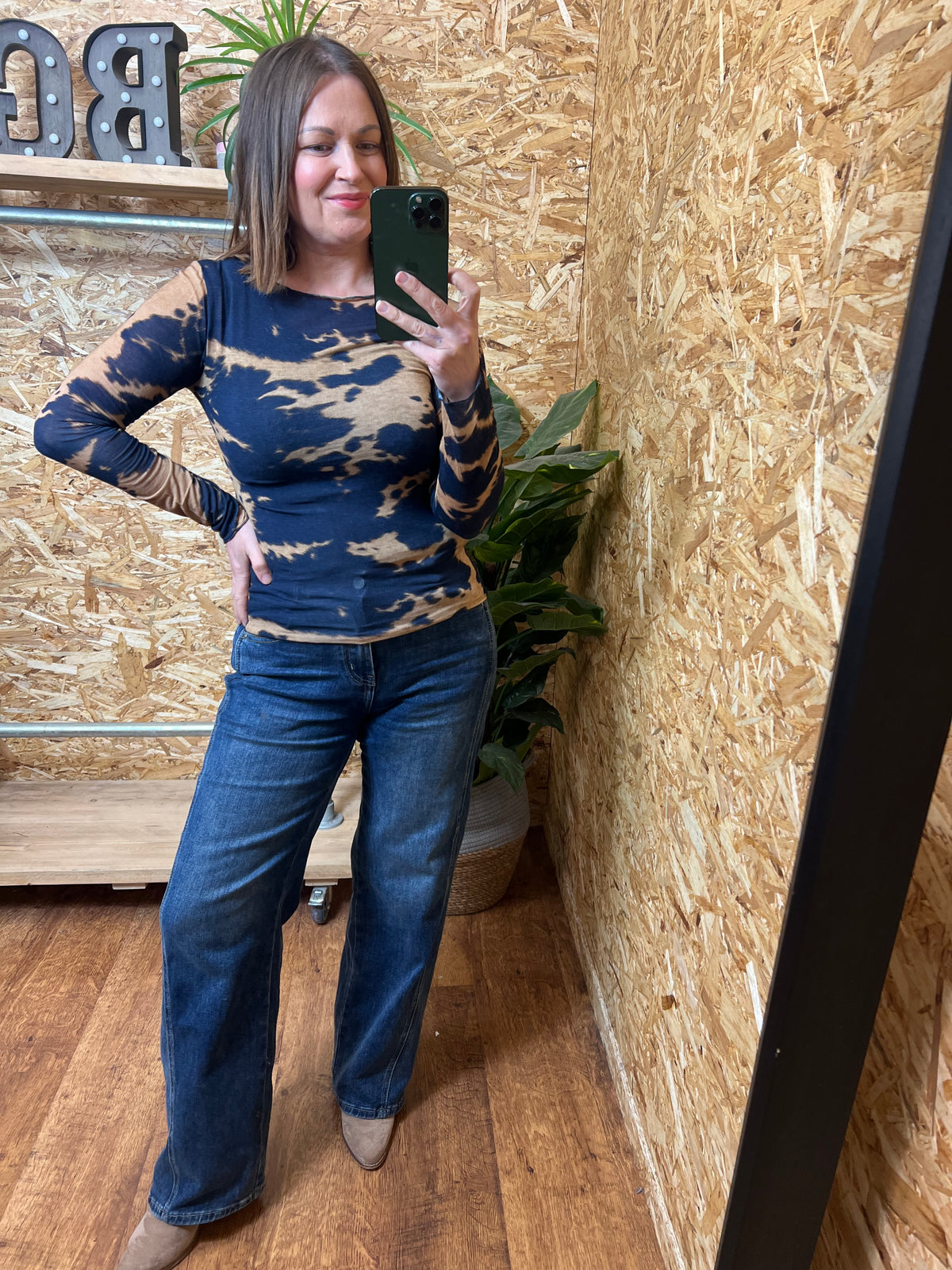 Abstract Print Cashmere Mix Top
