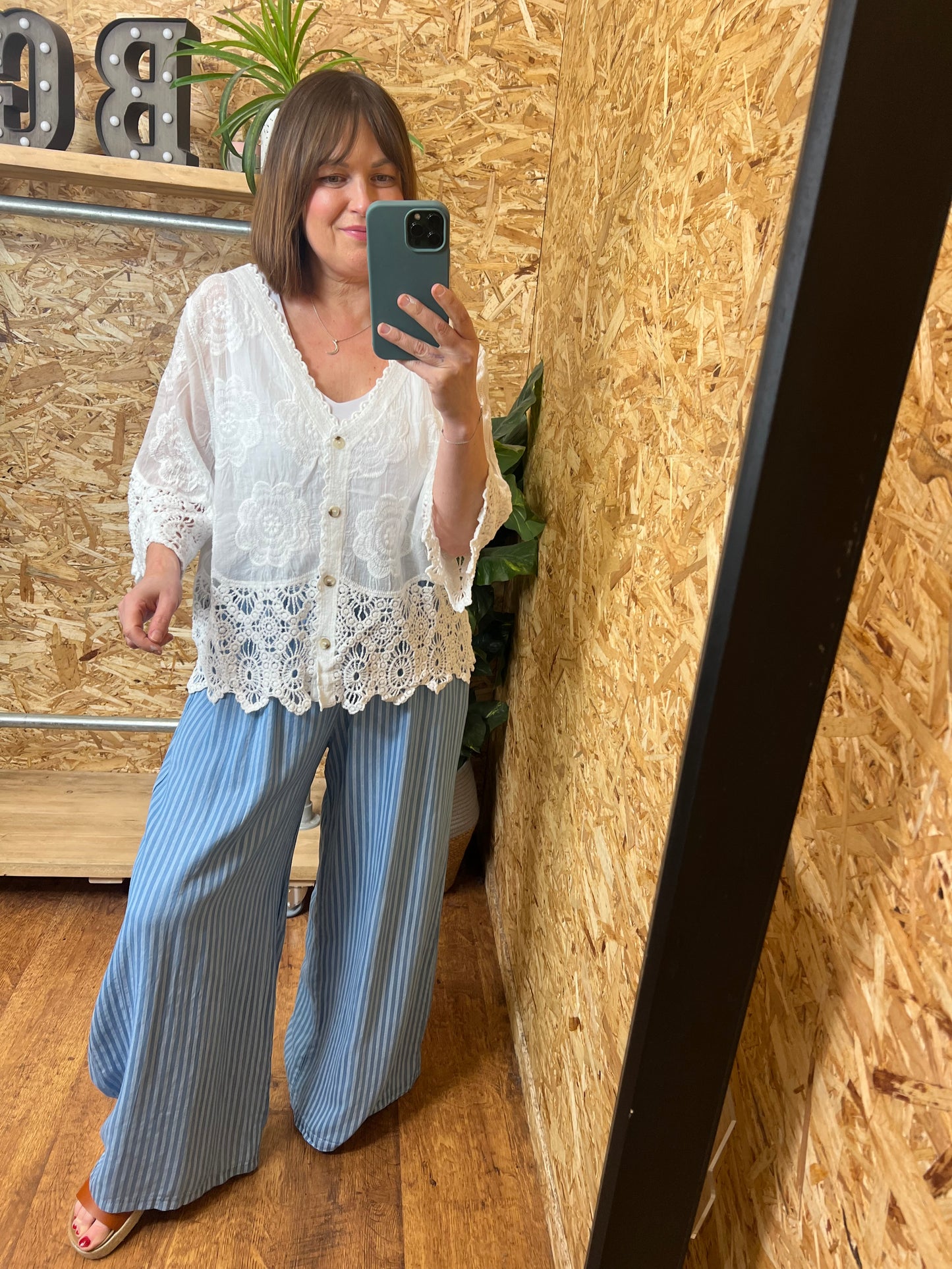Flower Crochet Button Top