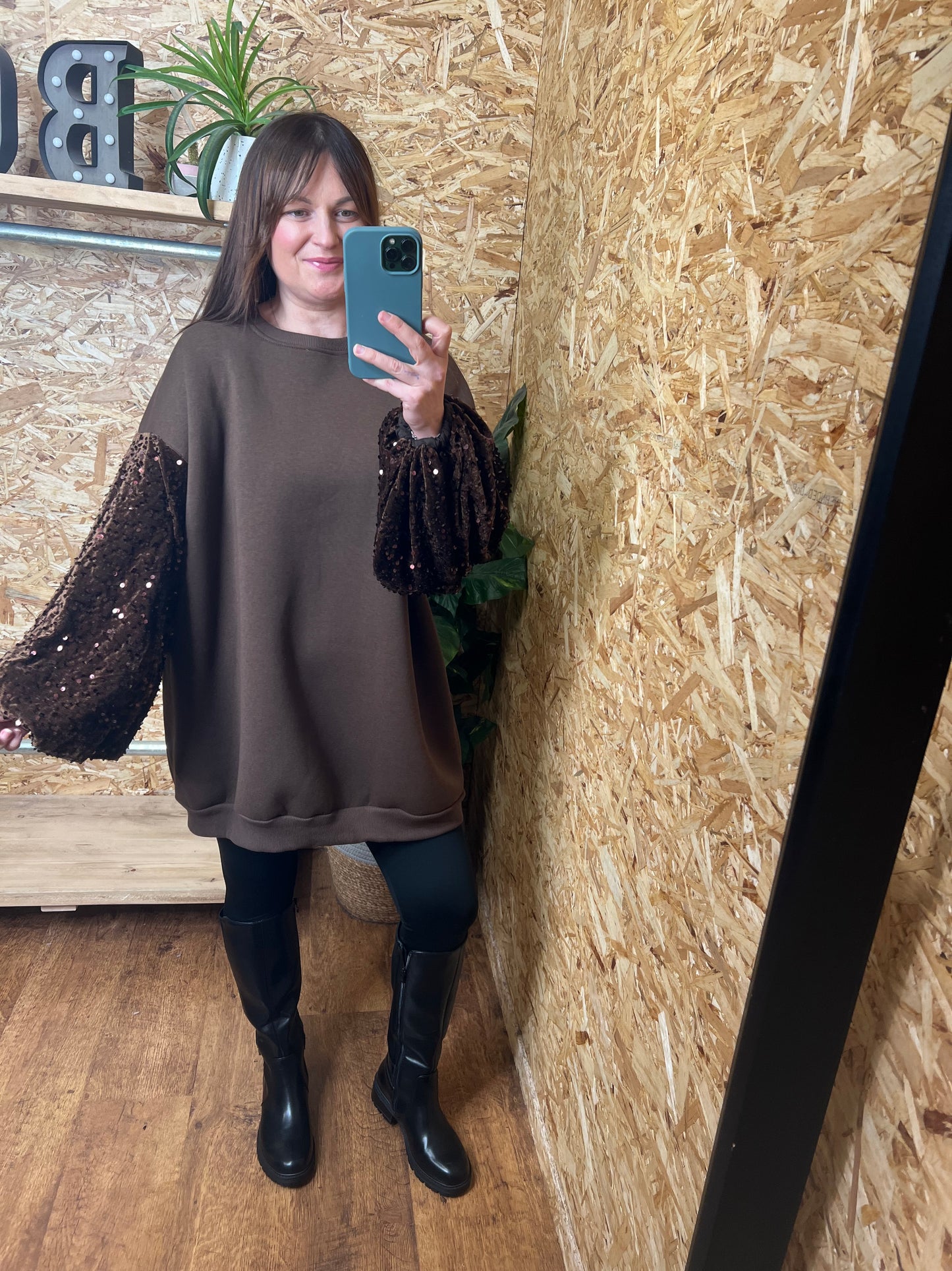 Sequin Sleeve Sweater/Dress