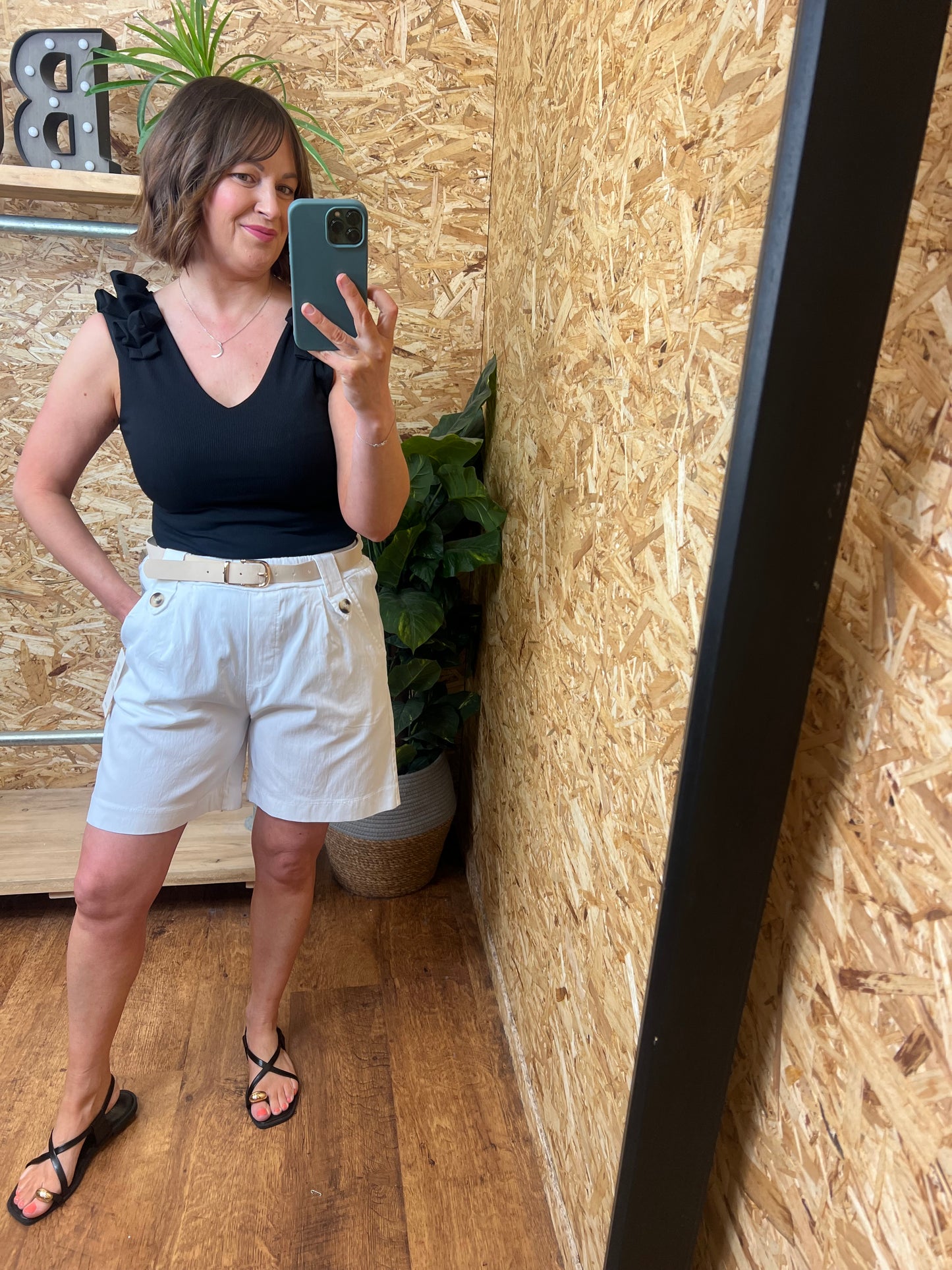 Belted Button Shorts