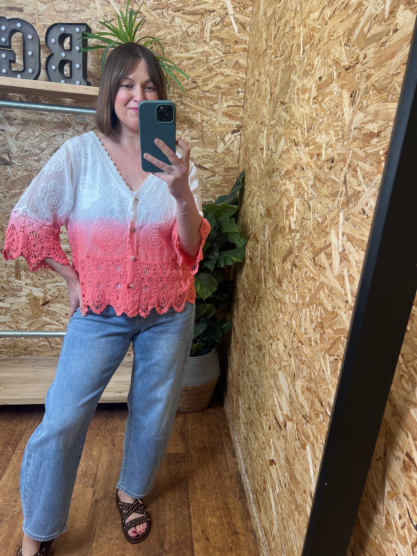 Ombre Crochet Button Top