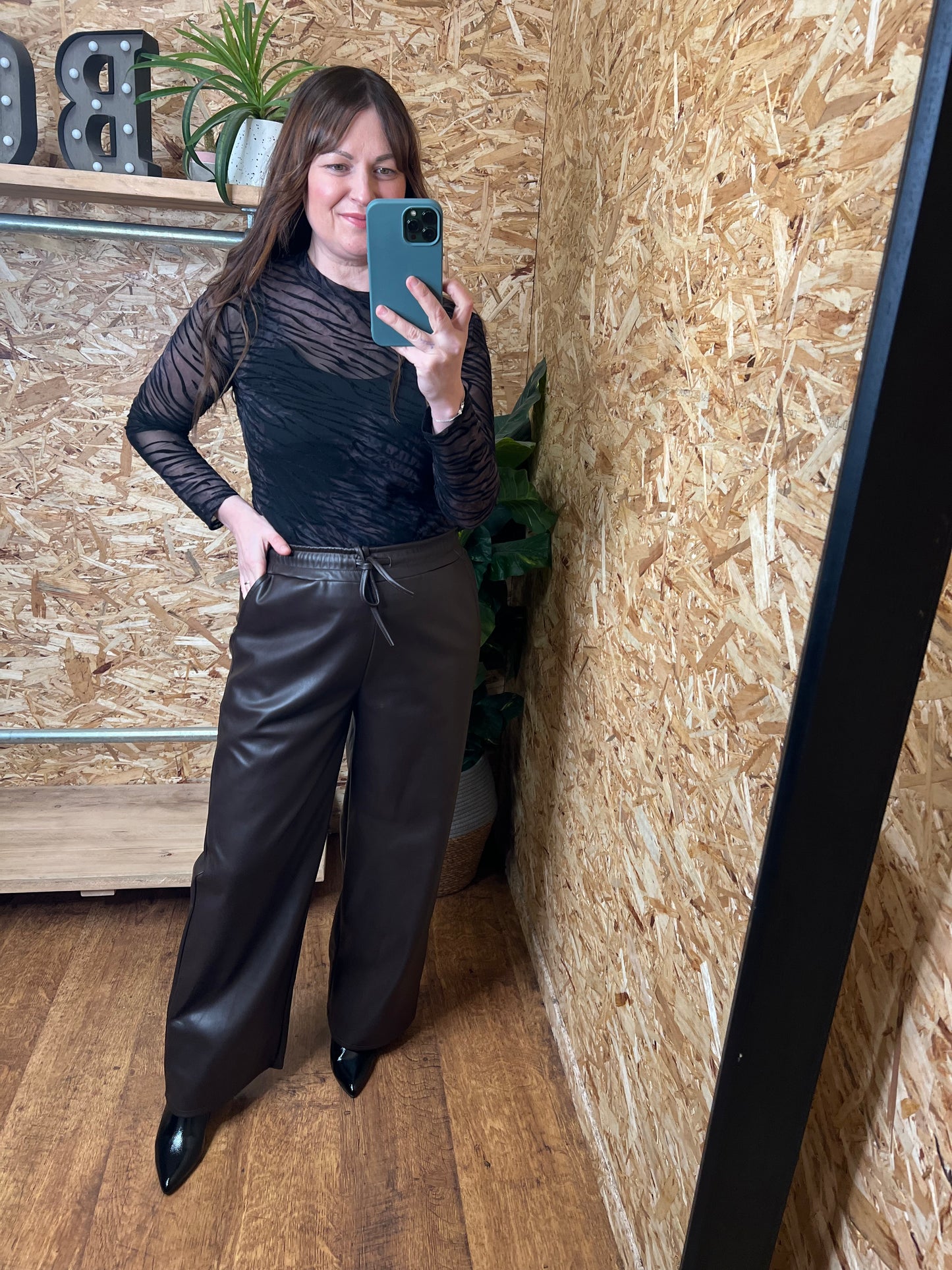 Zebra Devore Mesh Top