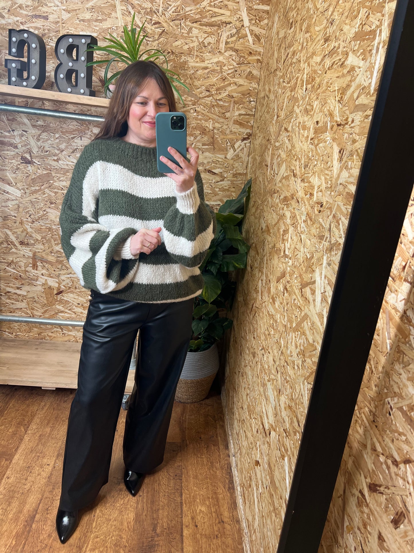 Stripe Balloon Sleeve Knit