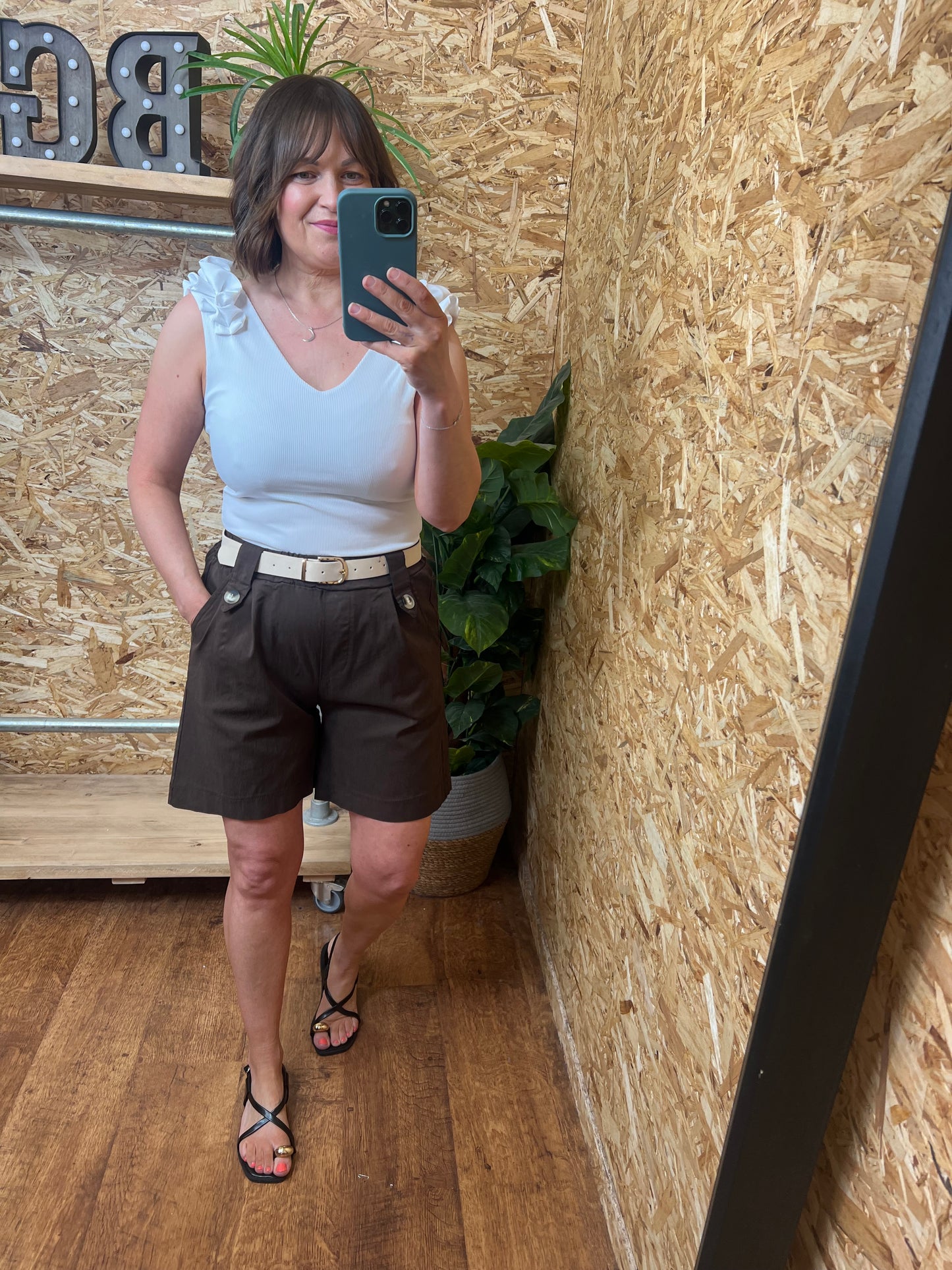 Belted Button Shorts