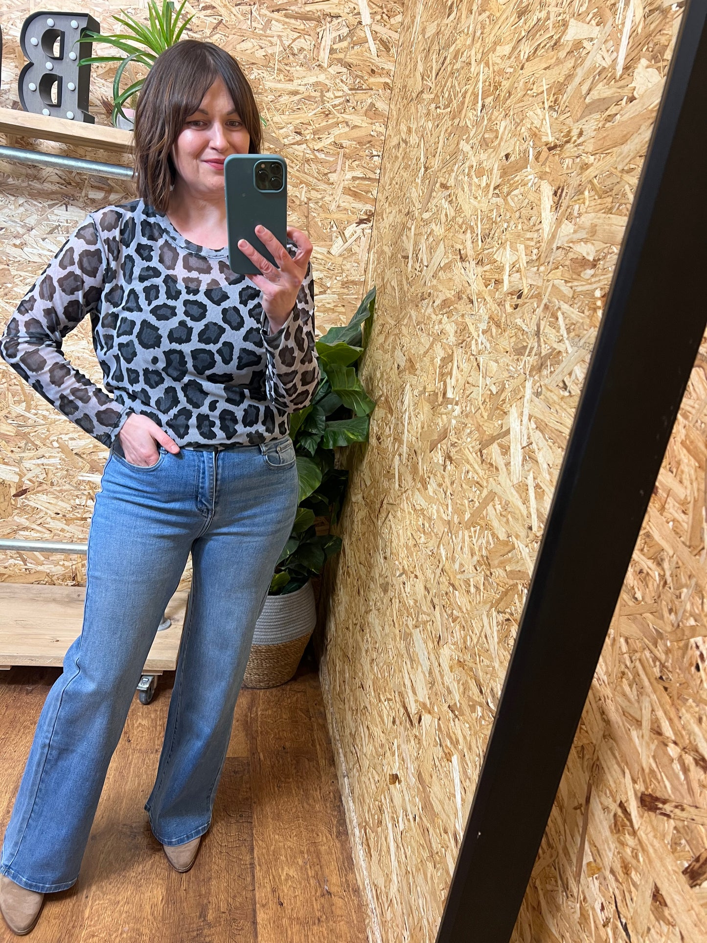 Lena Animal Print Mesh Top