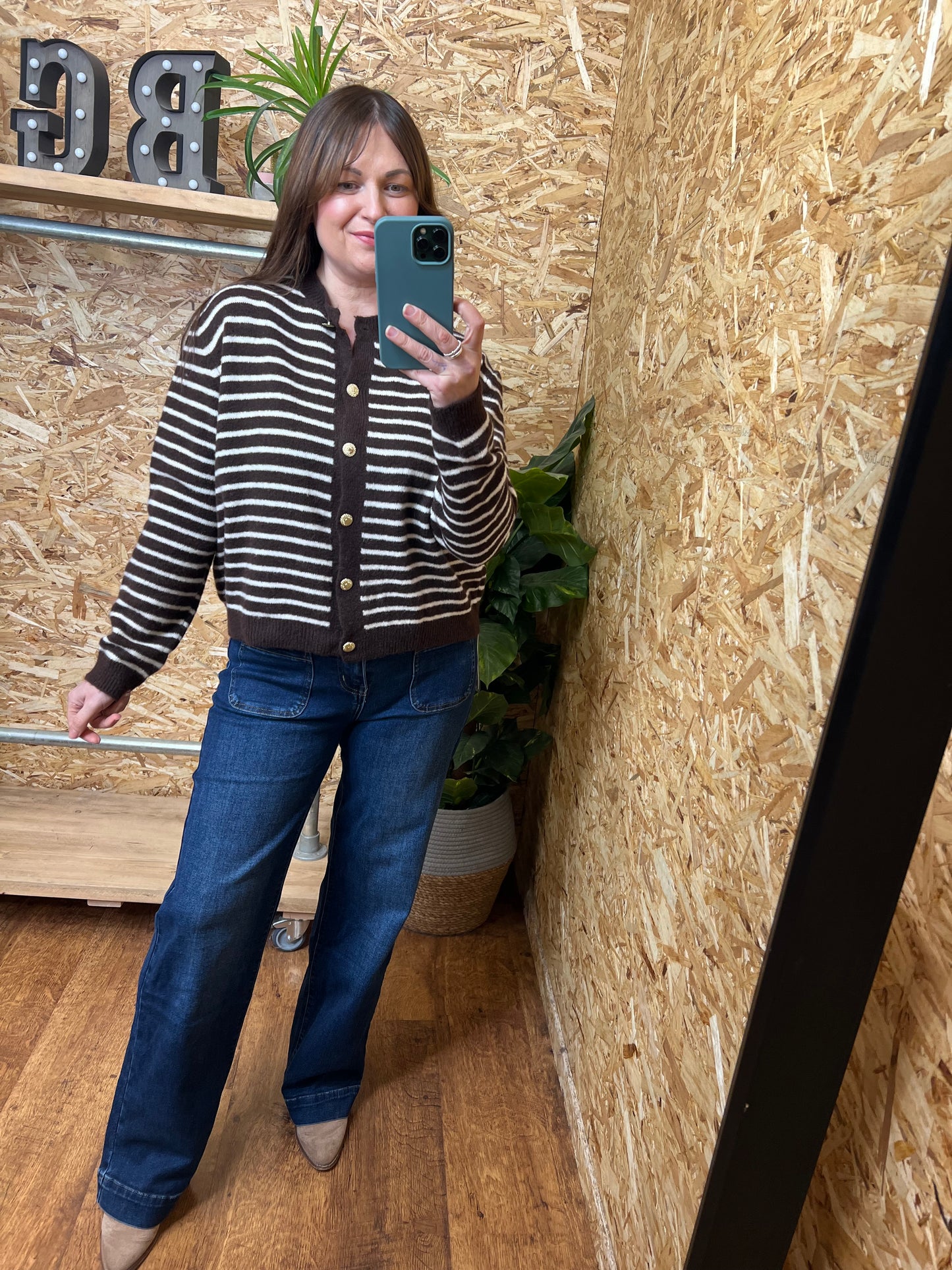 Stripe Gold Button Cardigan