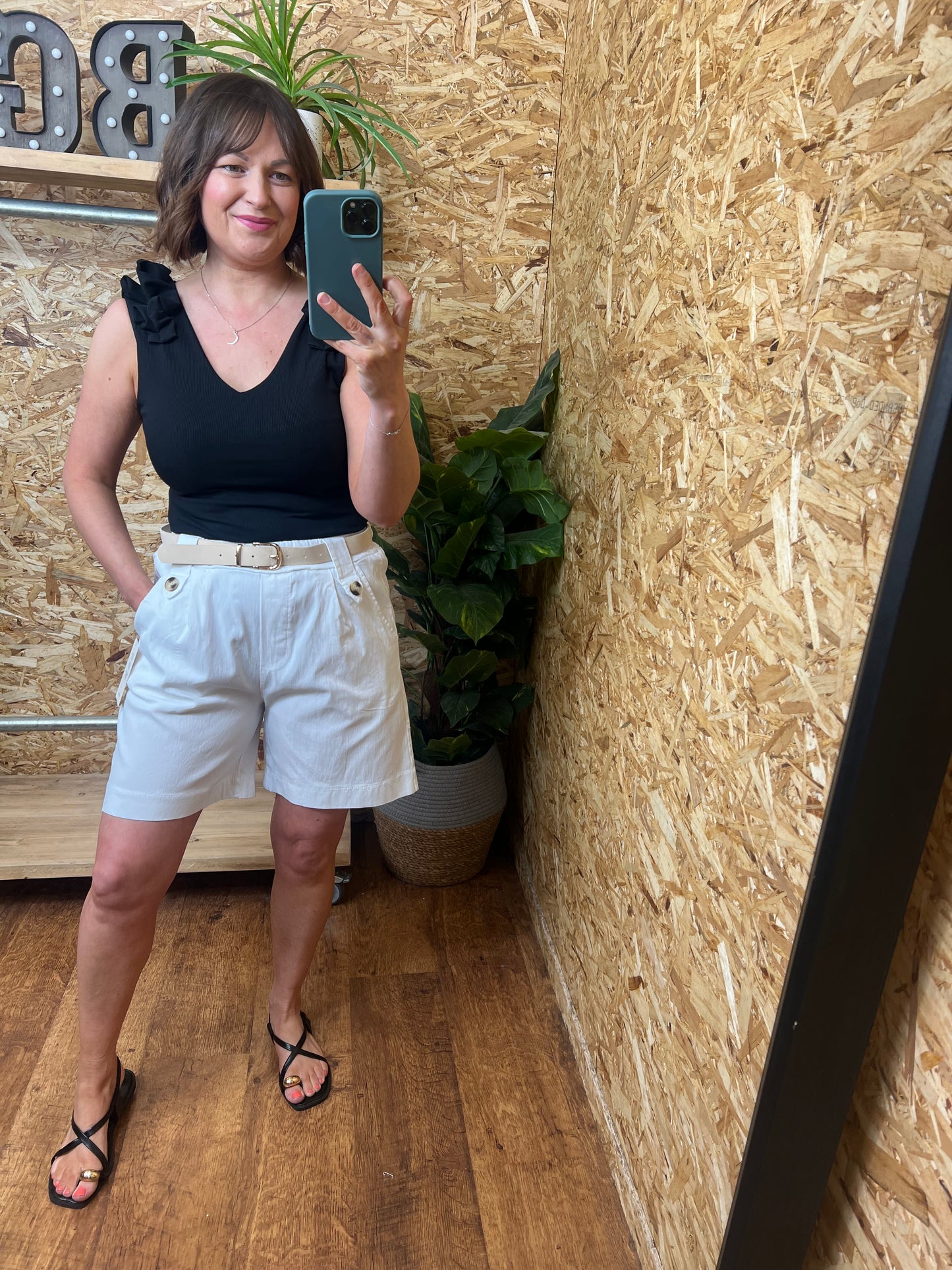 Belted Button Shorts