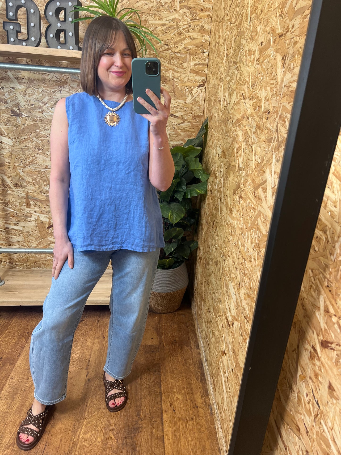 Lottie Linen Button Back Top