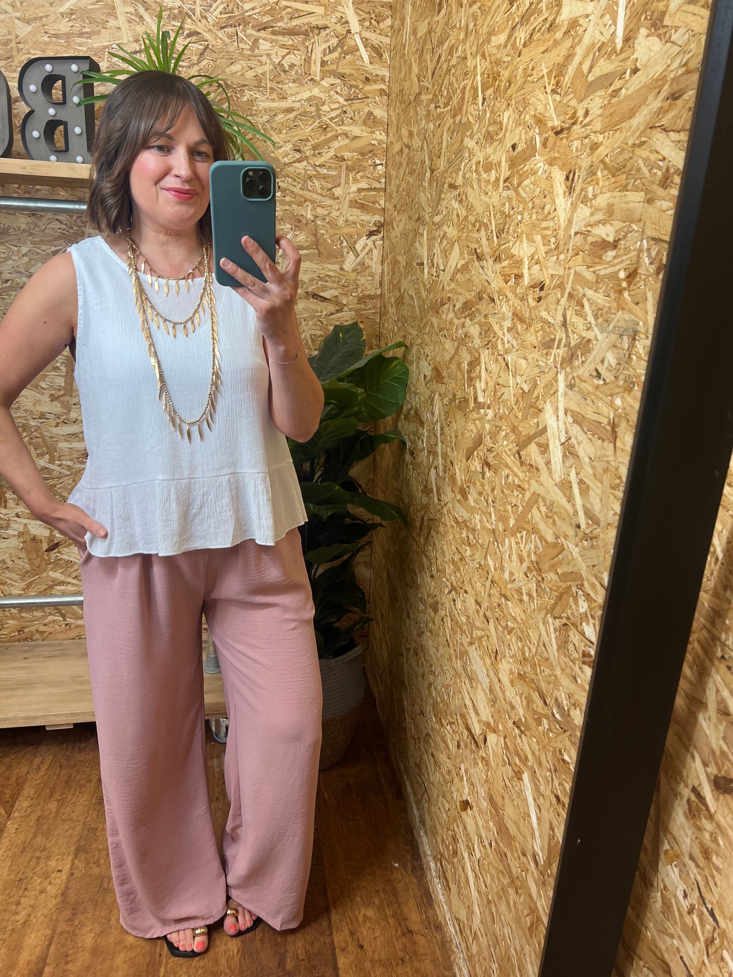 Raya Plisse Button Top