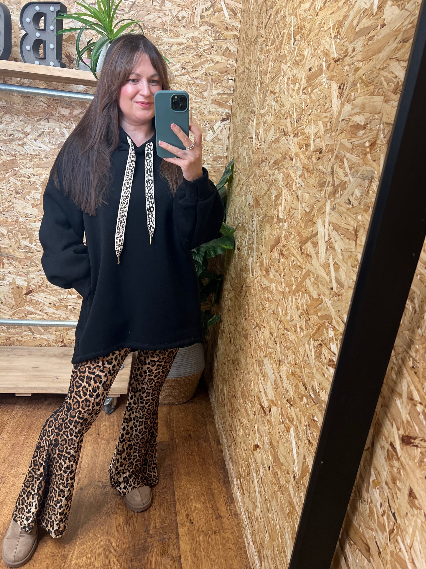 Fleece Lined Leopard Tie Hoodie