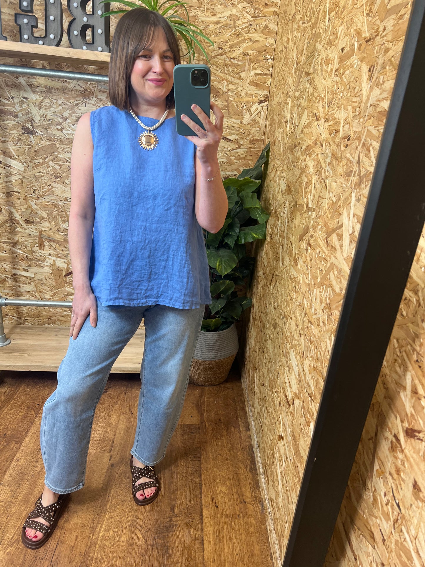 Lottie Linen Button Back Top