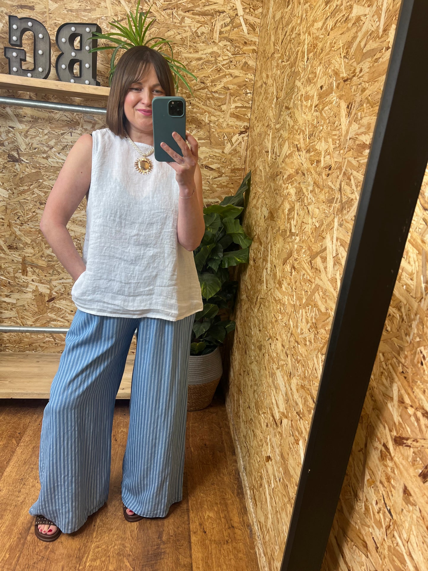 Lottie Linen Button Back Top