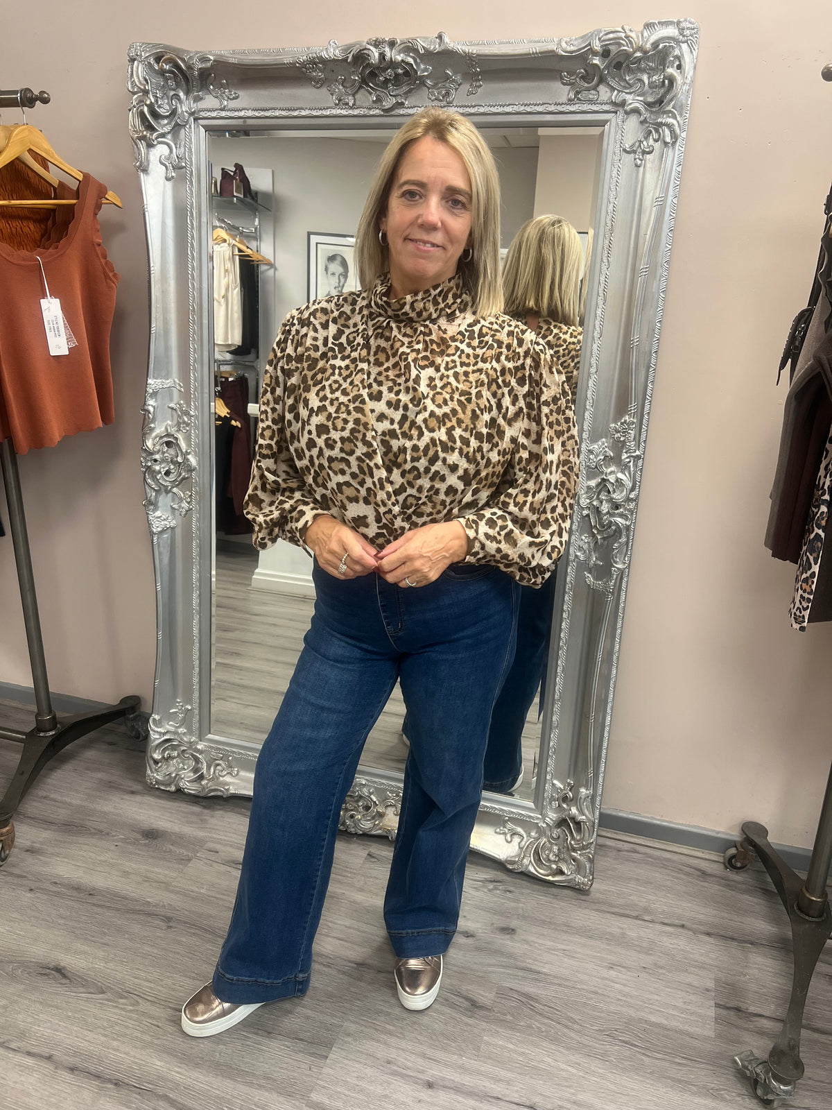 Leopard Tie Back Blouse