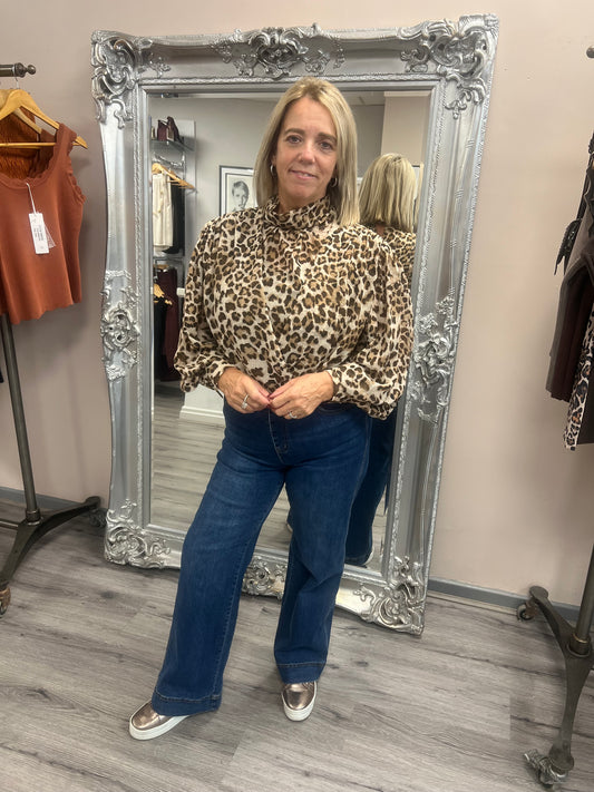 Leopard Tie Back Blouse