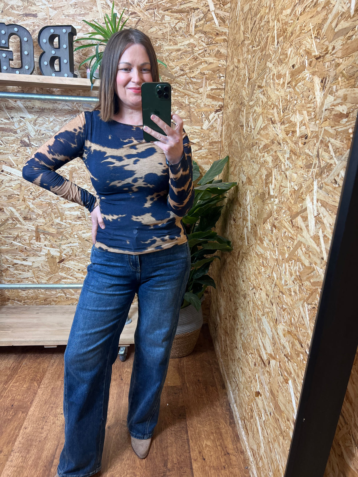 Abstract Print Cashmere Mix Top