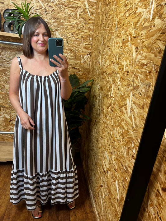 Stripe Maxi Dress - Chocolate