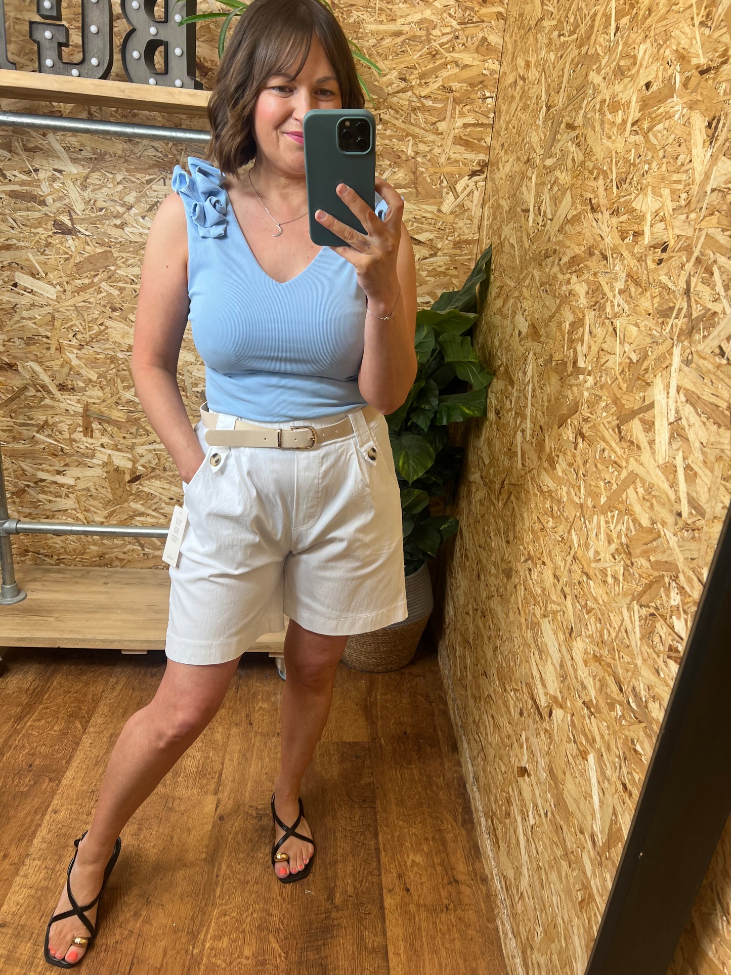 Belted Button Shorts