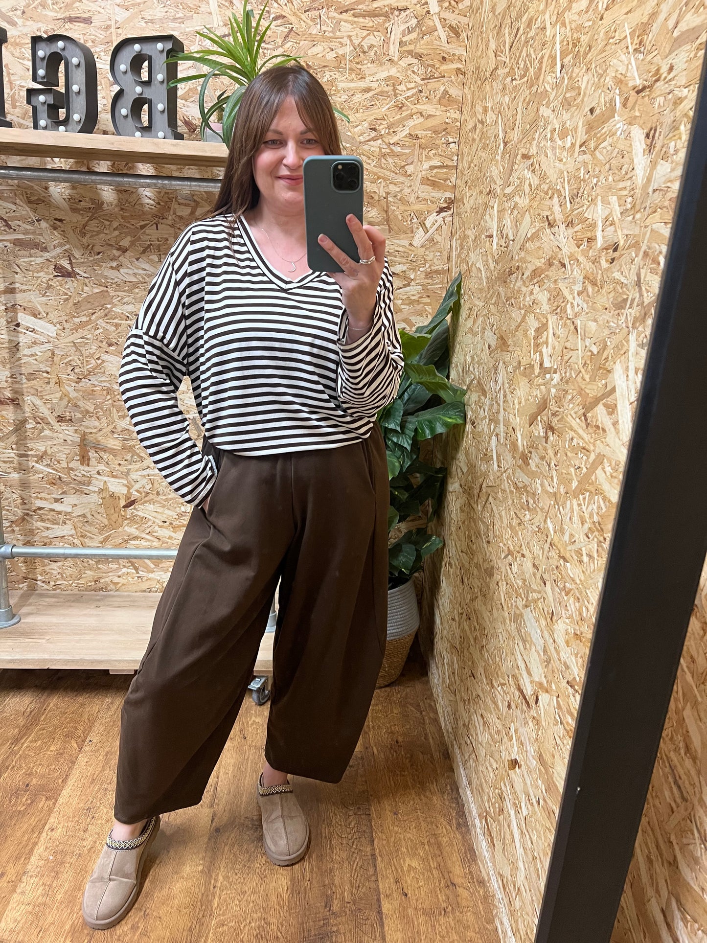 Breton Stripe V Neck Top