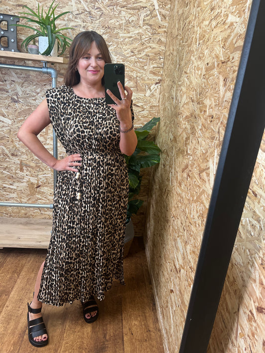 Leopard Pleated Dress