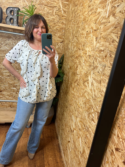 Polka Dot Bardot Top