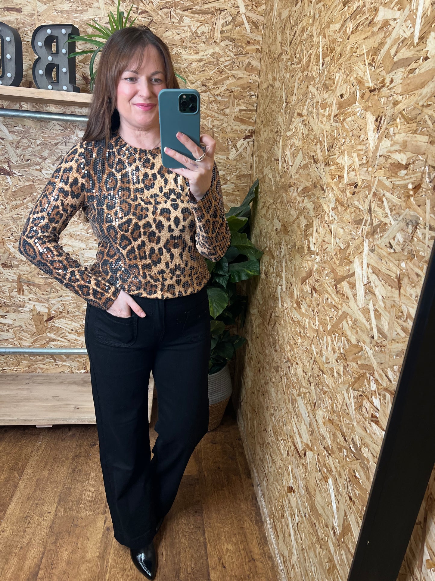 Leopard Sequin Top