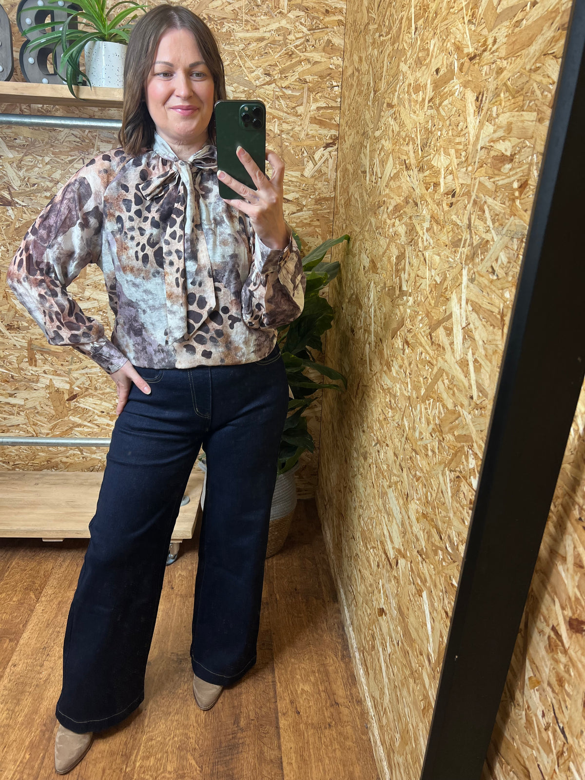 Animal Print Pussy Bow Blouse