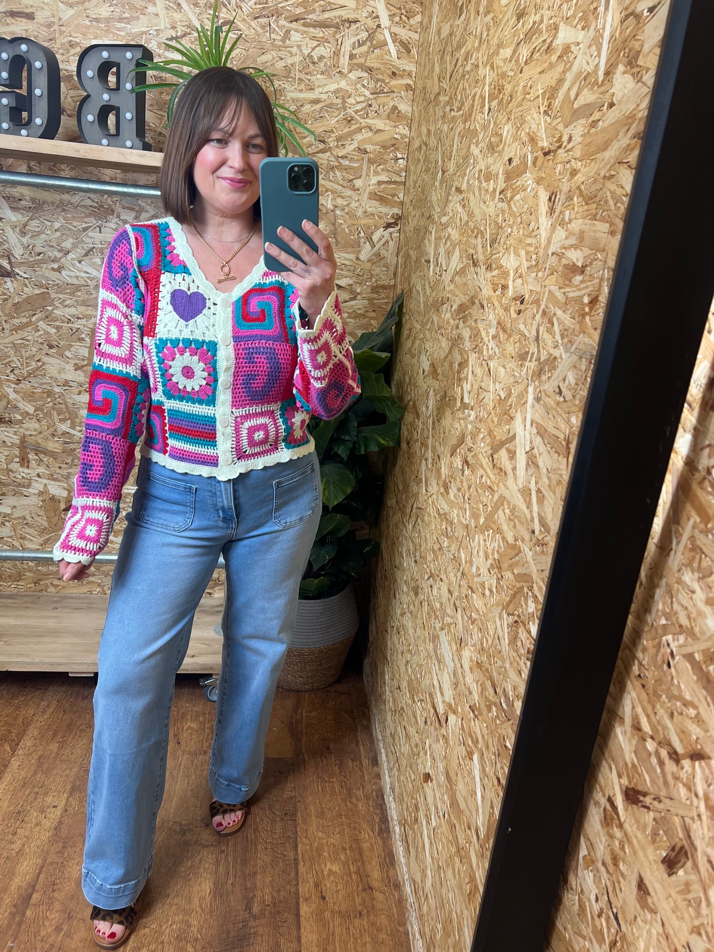 Smiley Heart Crochet Cardigan