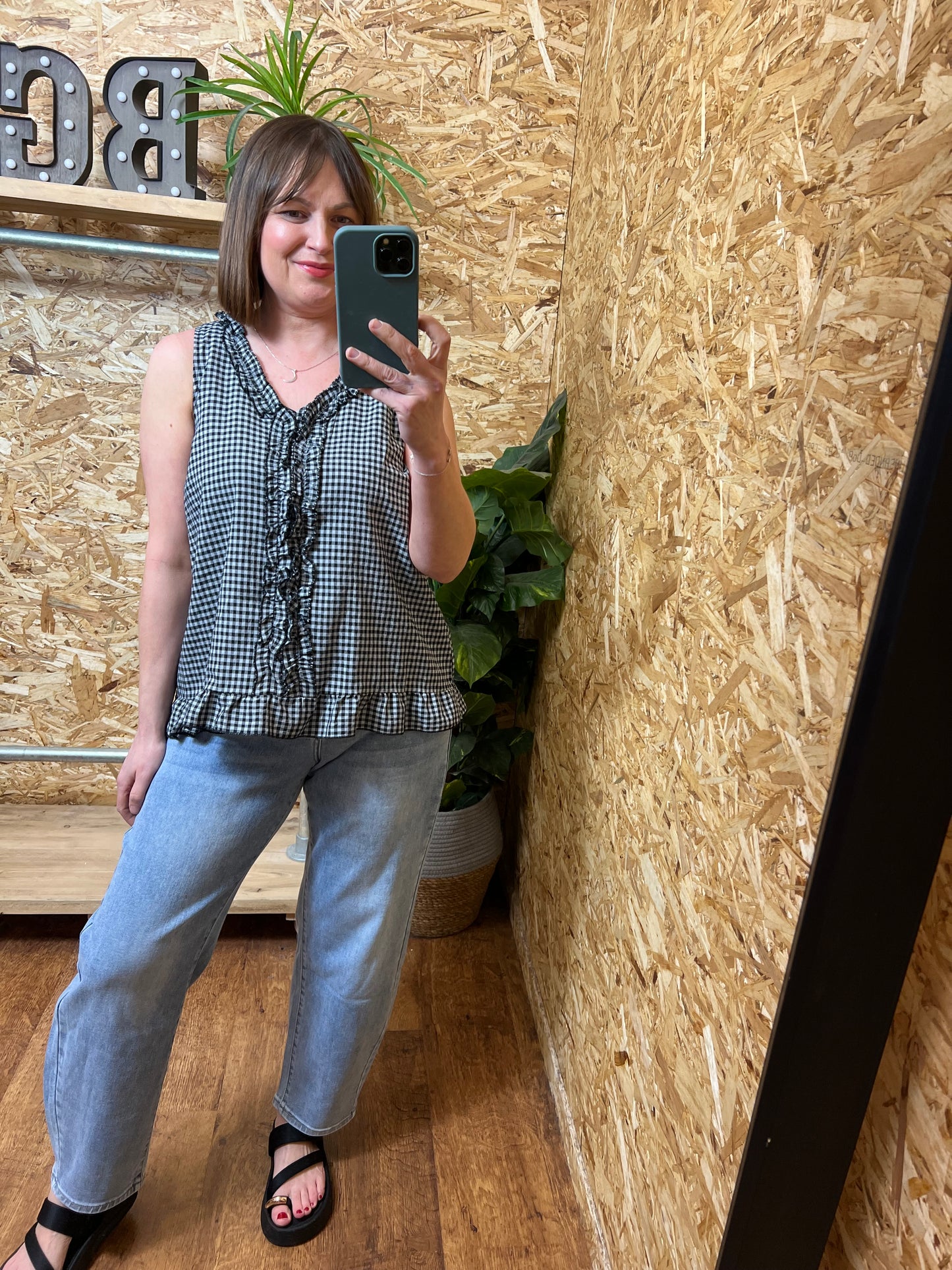 Gingham Frill Top