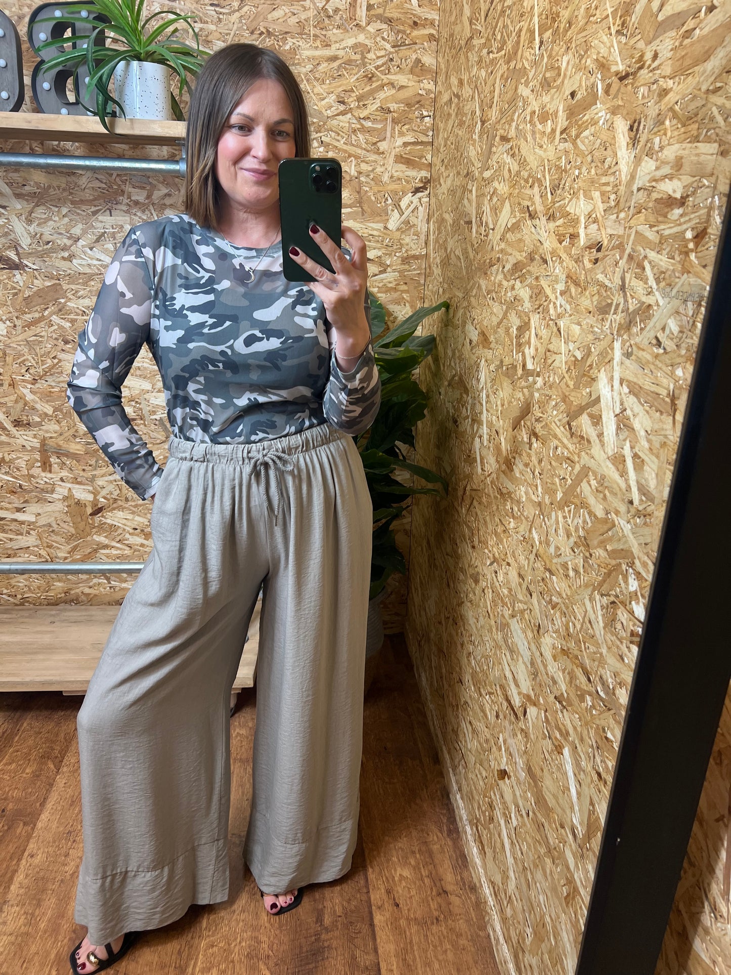 Camo Print Mesh Top