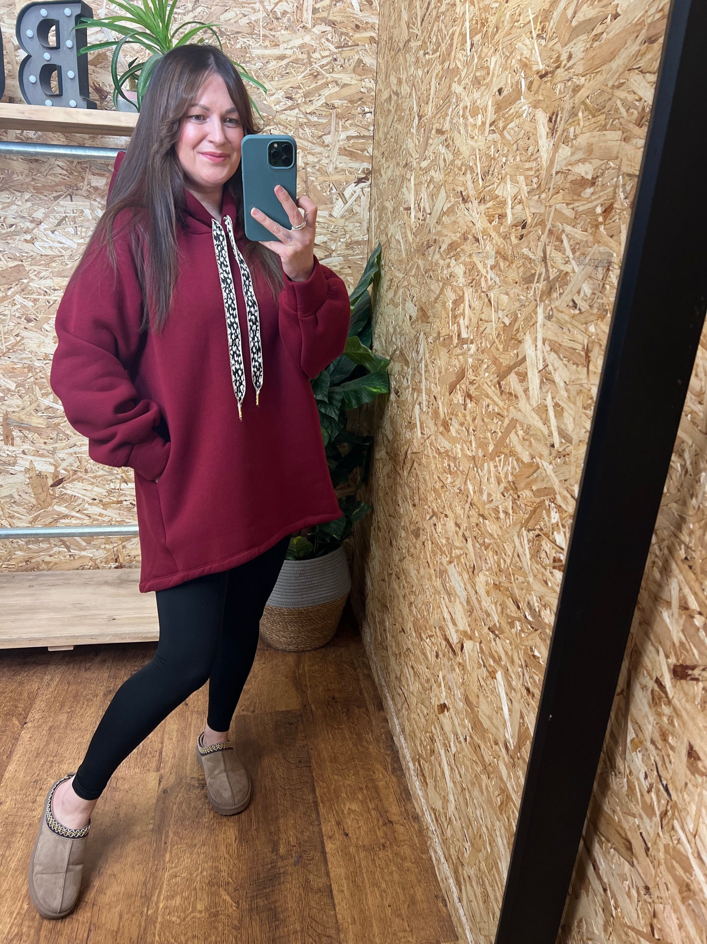 Fleece Lined Leopard Tie Hoodie